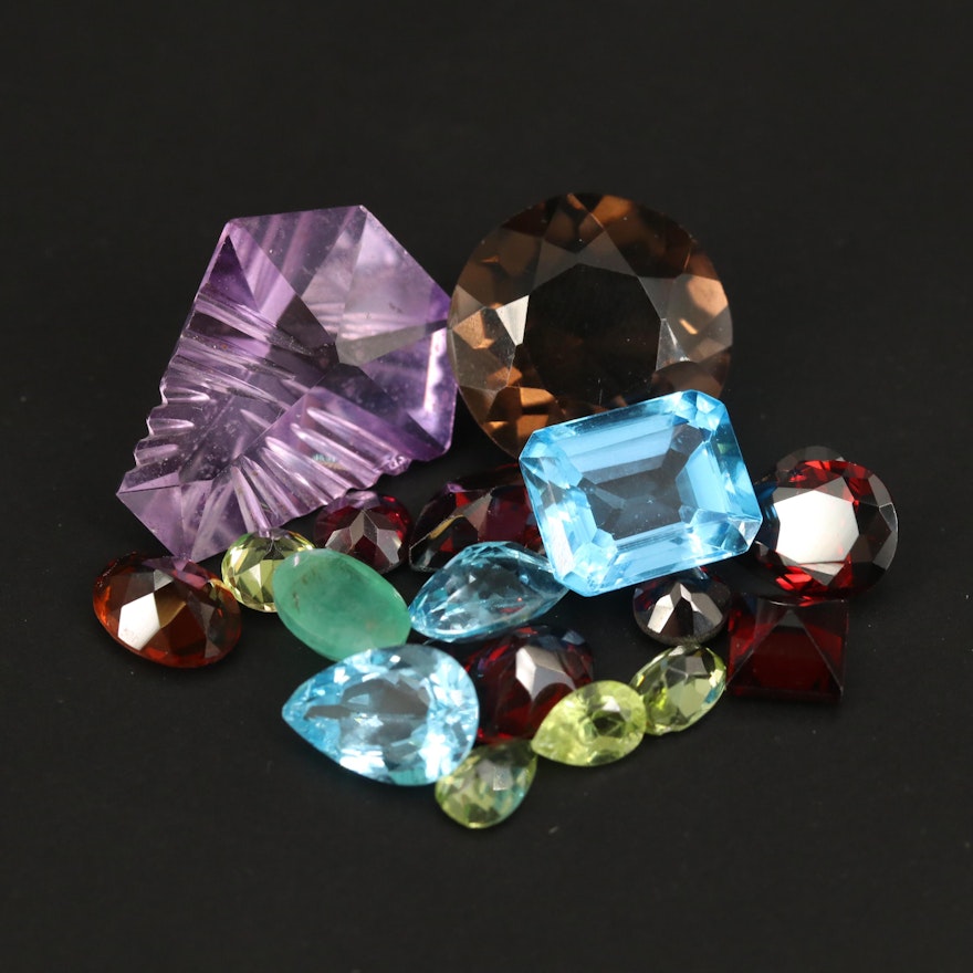 Loose 42.68 CTW Mixed Gemstones Including Amethyst, Topaz and Smoky Quartz