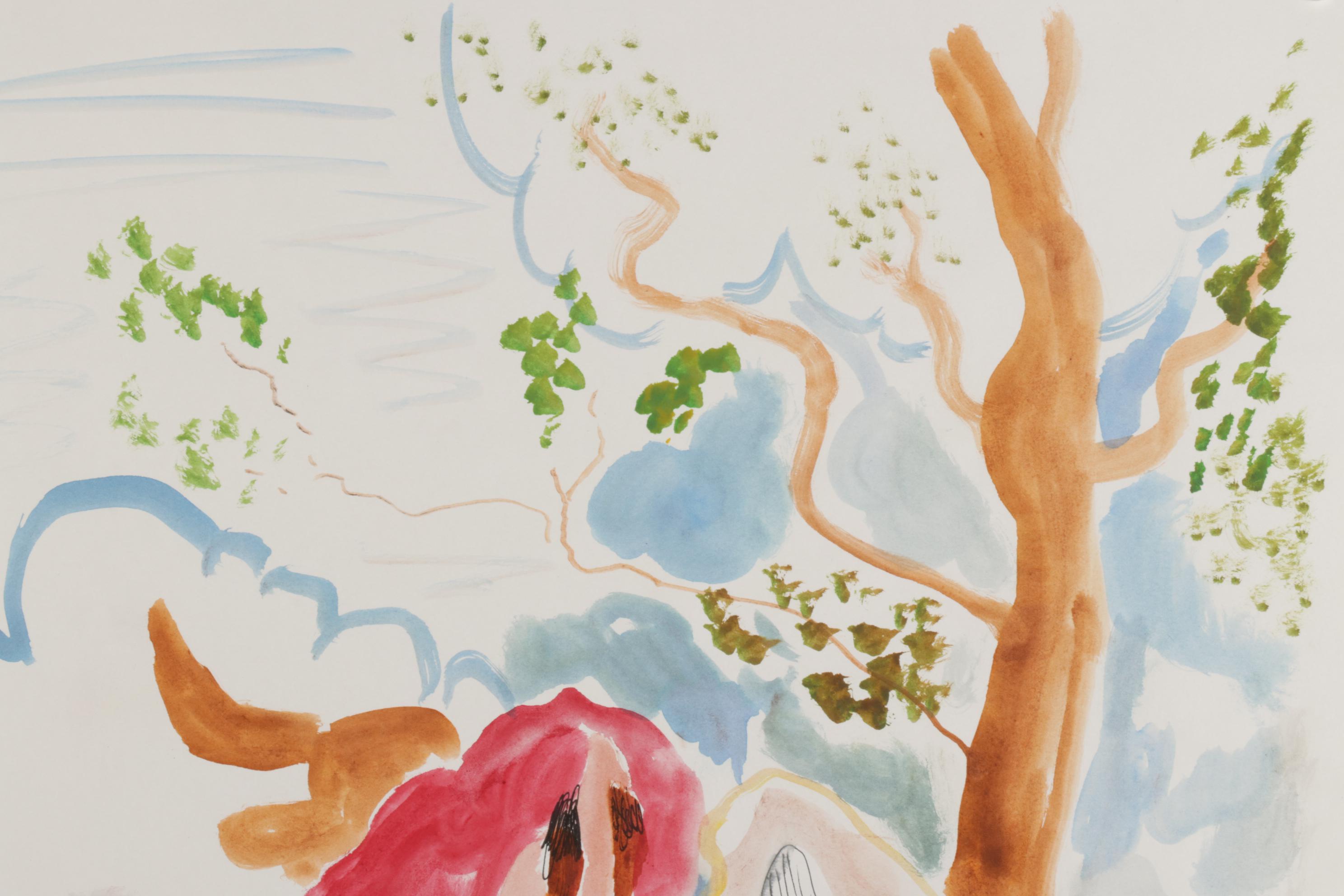 Philip the Transplant Watercolor Painting "After Paulus Potter 1649," 2014