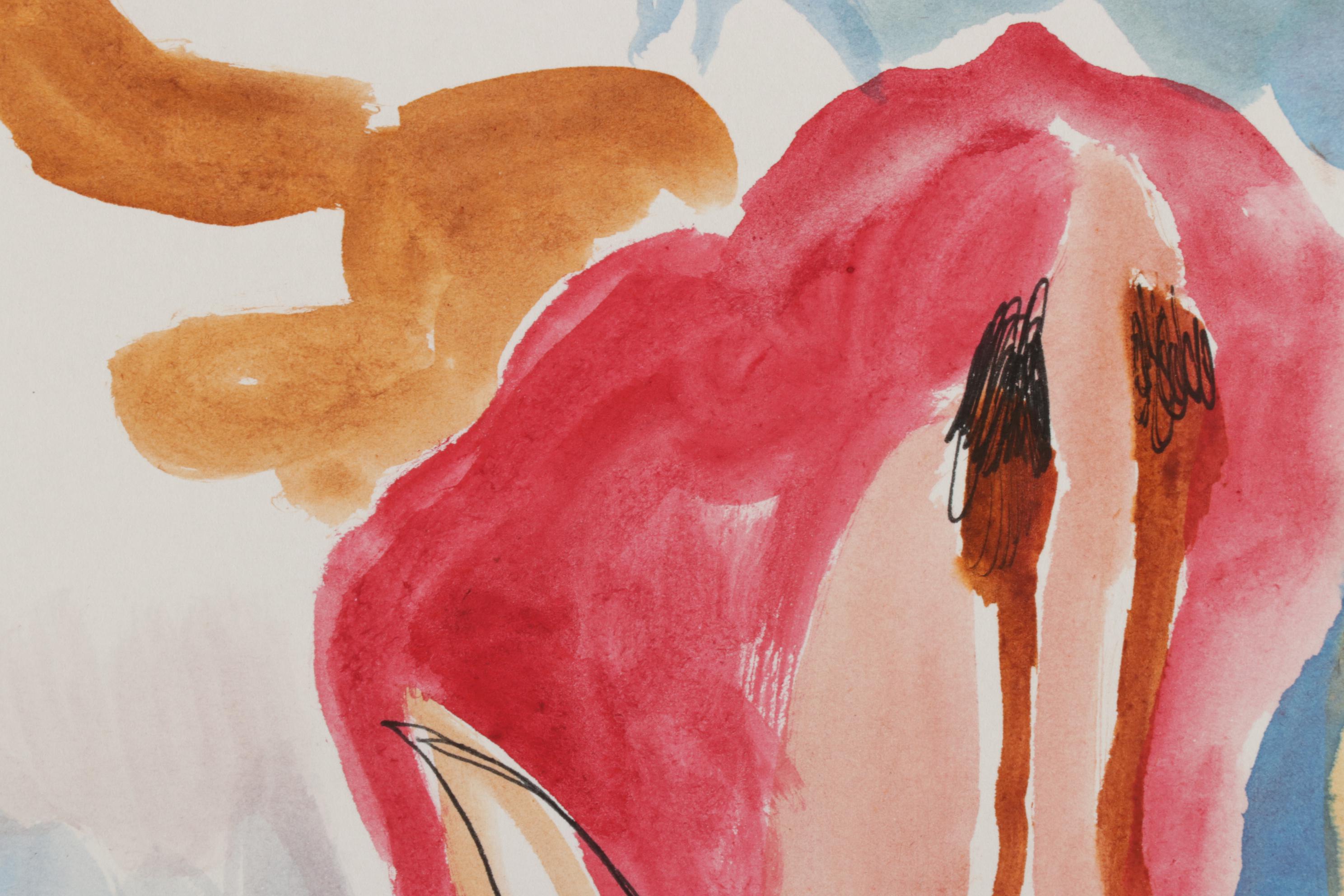 Philip the Transplant Watercolor Painting "After Paulus Potter 1649," 2014