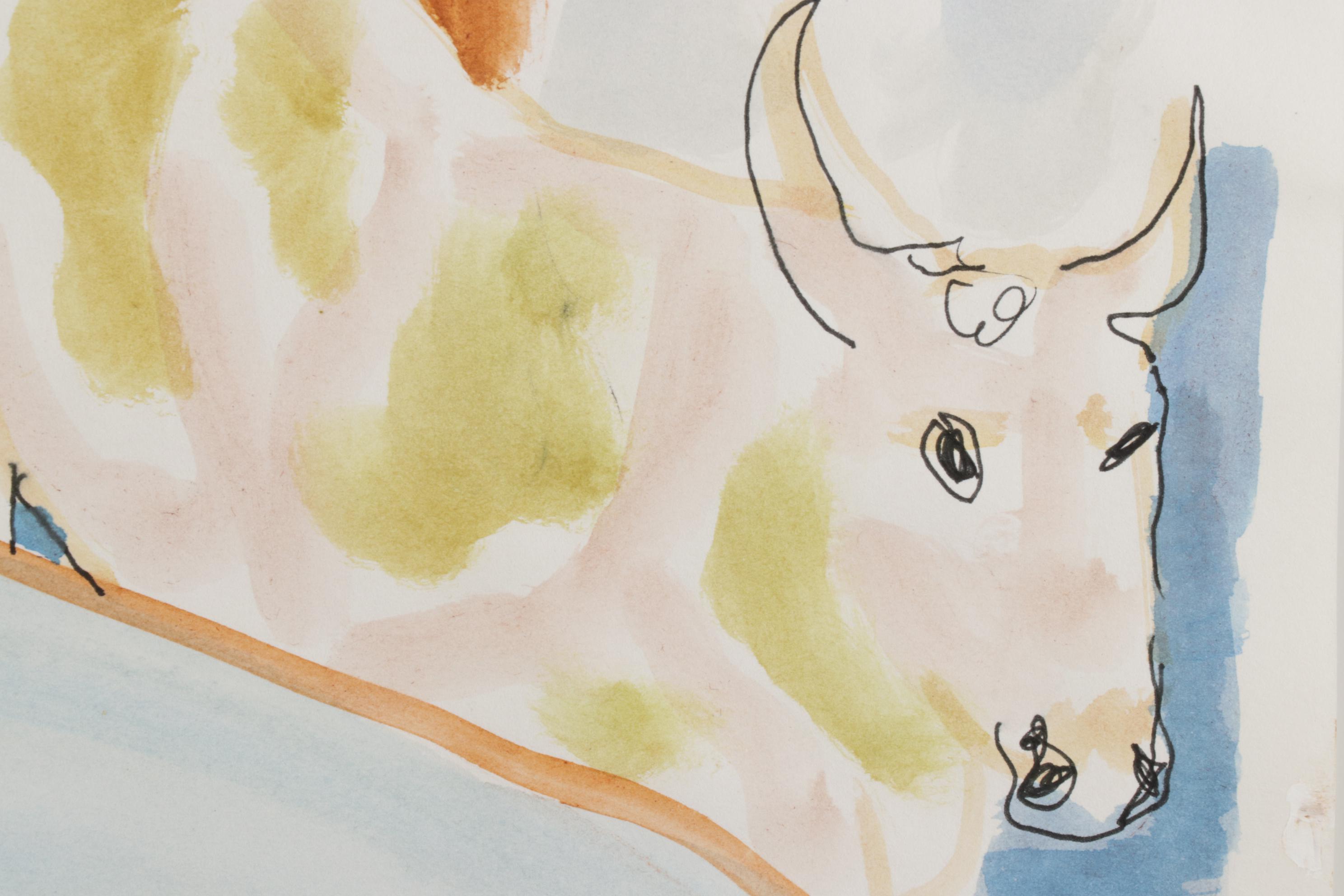 Philip the Transplant Watercolor Painting "After Paulus Potter 1649," 2014