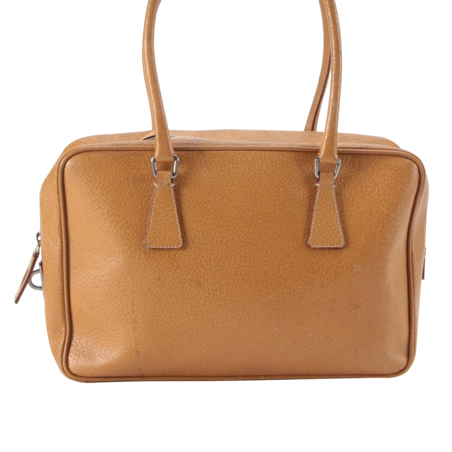 Prada Horizontal Sport Shoulder Bag in Brown Cinghiale Leather