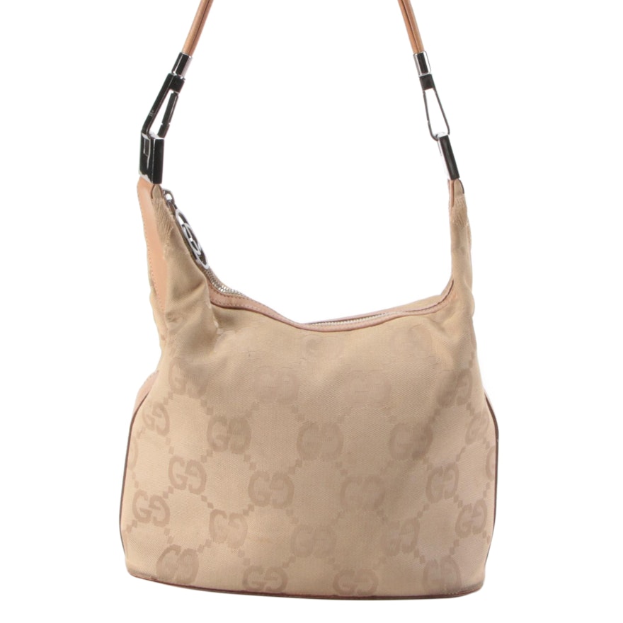 Gucci Beige Hobo Bag in Macro GG Canvas and Leather
