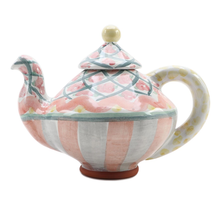 MacKenzie-Childs "Rose" Earthenware Tea Pot