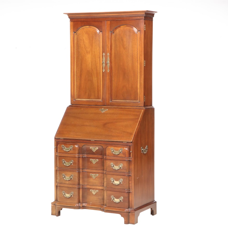 Hickory Chair Co. "James River" Chippendale Style Mahogany Secretary Bookcase