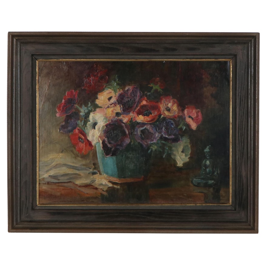 Floral Still Life Oil Painting, Early to Mid 20th Century