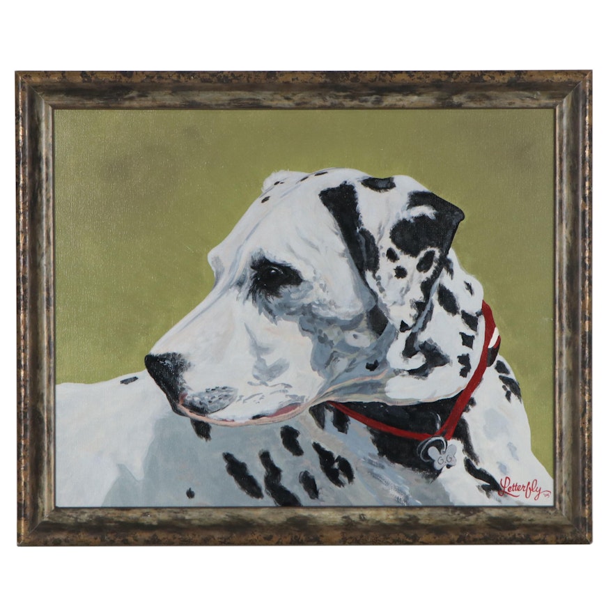 David Letterfly Acrylic Painting of Dalmation, 2005