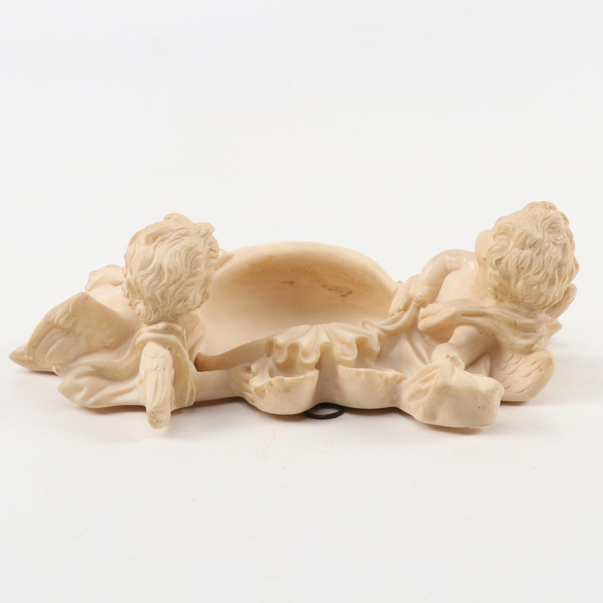 Baroque Style Angel Figural Holy Water Font, Mid to Late 20th Century