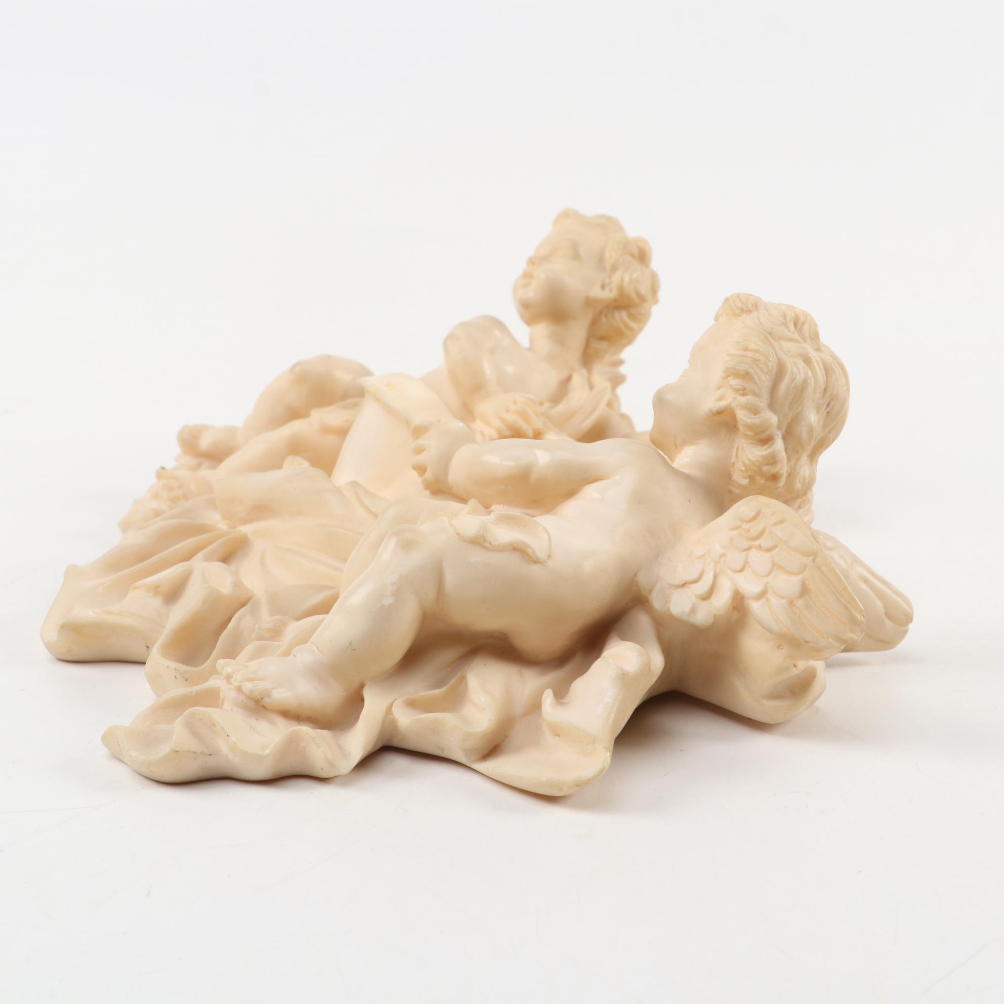 Baroque Style Angel Figural Holy Water Font, Mid to Late 20th Century