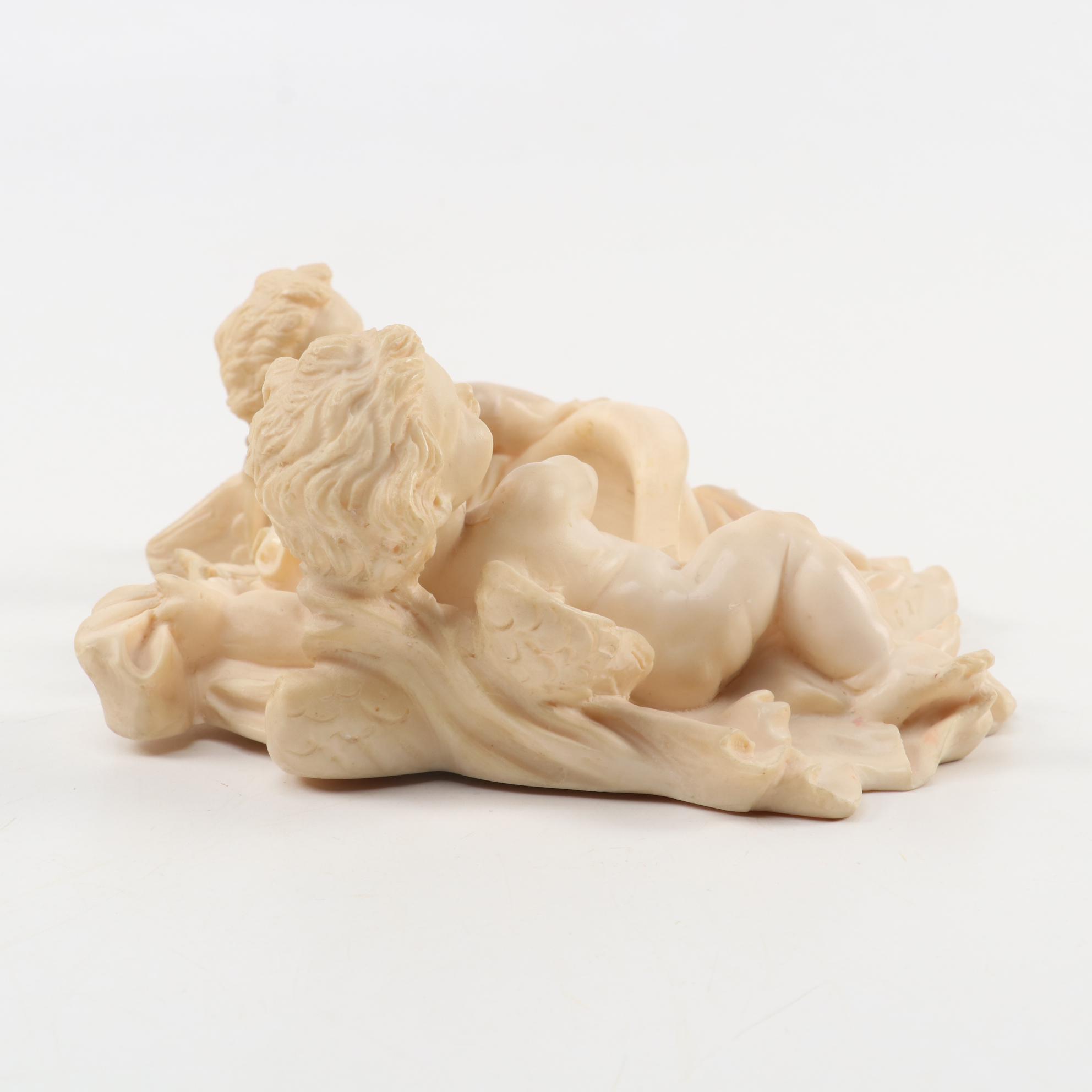 Baroque Style Angel Figural Holy Water Font, Mid to Late 20th Century