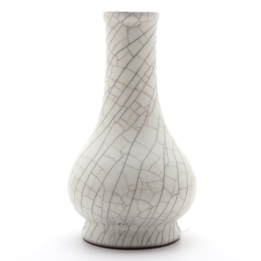 Chinese Crackle Glaze Ceramic Bud Vase, Late 20th Century