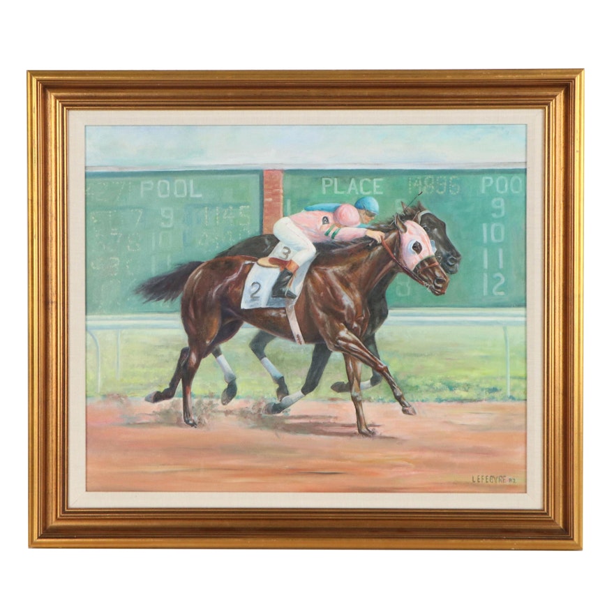 Oil Painting of a Horse Race, 1982