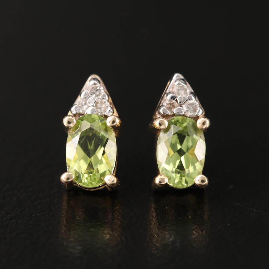 10K Peridot and Diamond Earrings