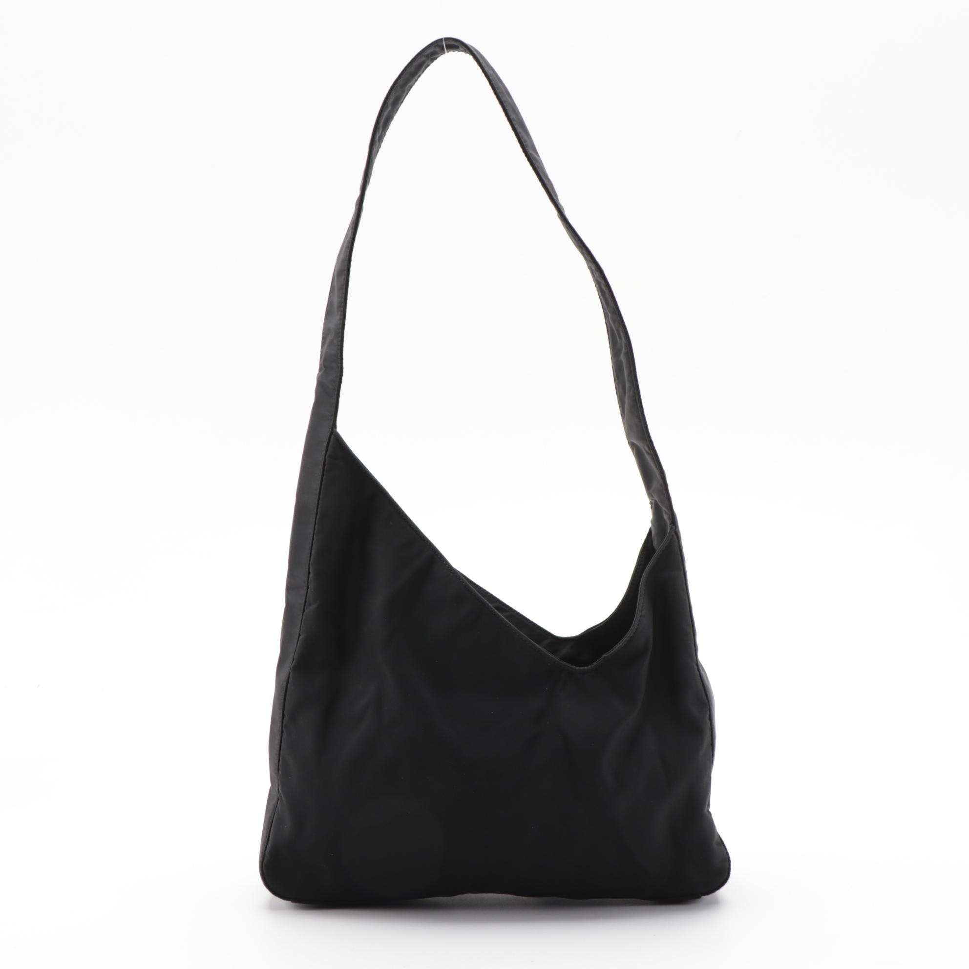 Prada Asymmetrical Black Tessuto Nylon Hobo Bag