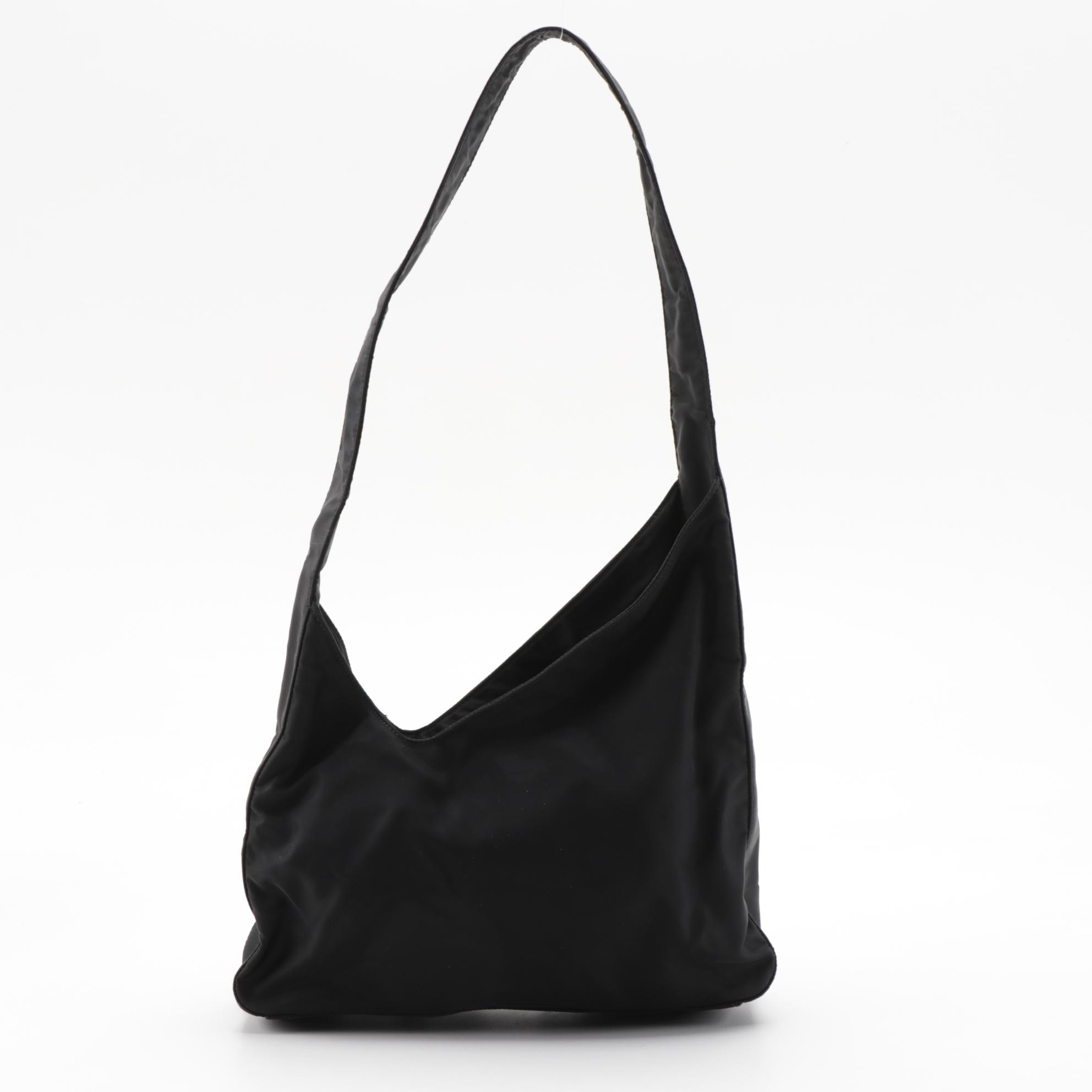 Prada Asymmetrical Black Tessuto Nylon Hobo Bag