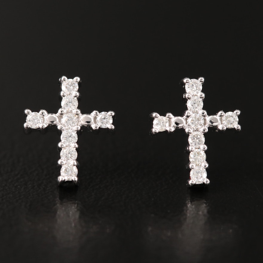 14K Diamond Cross Earrings