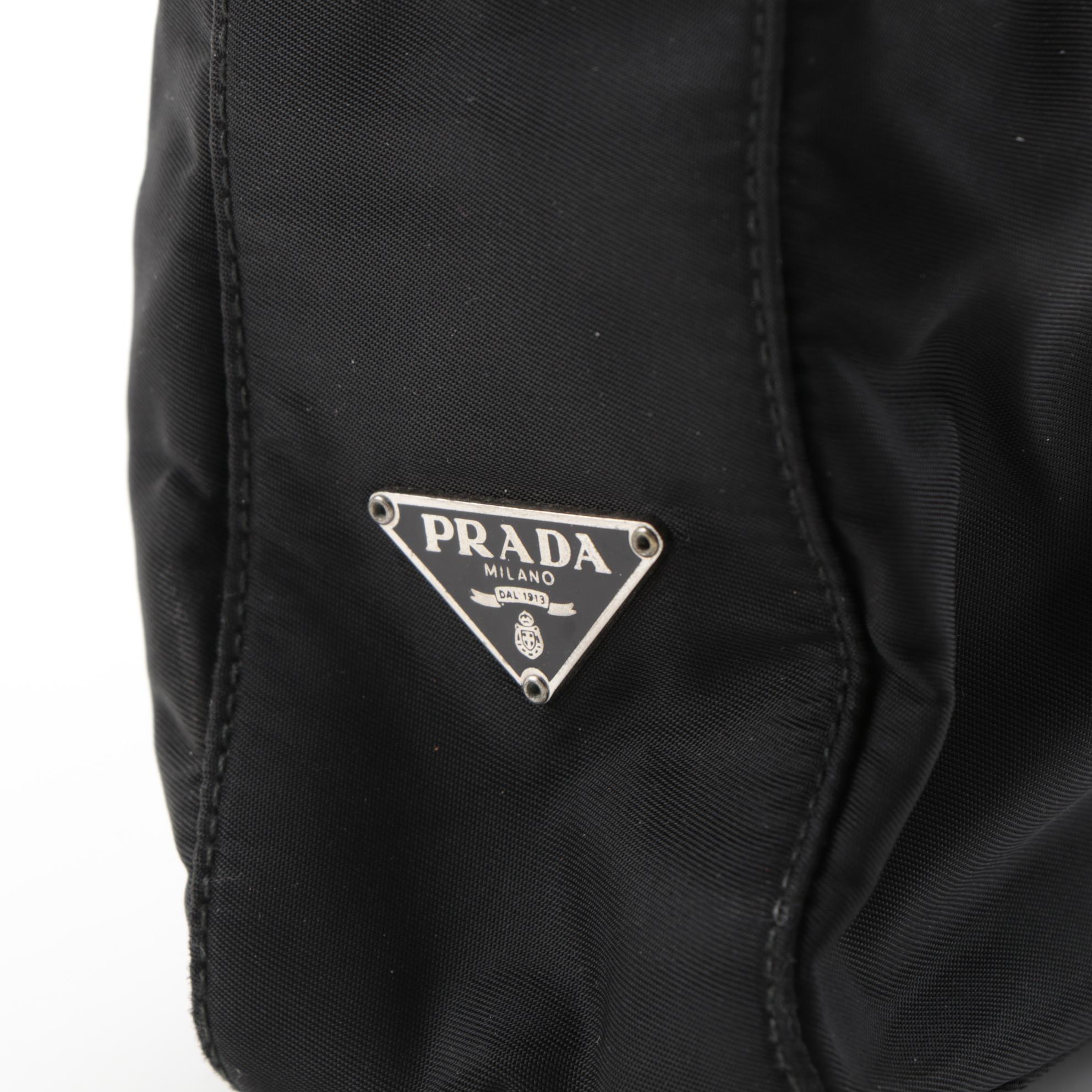 Prada Asymmetrical Black Tessuto Nylon Hobo Bag