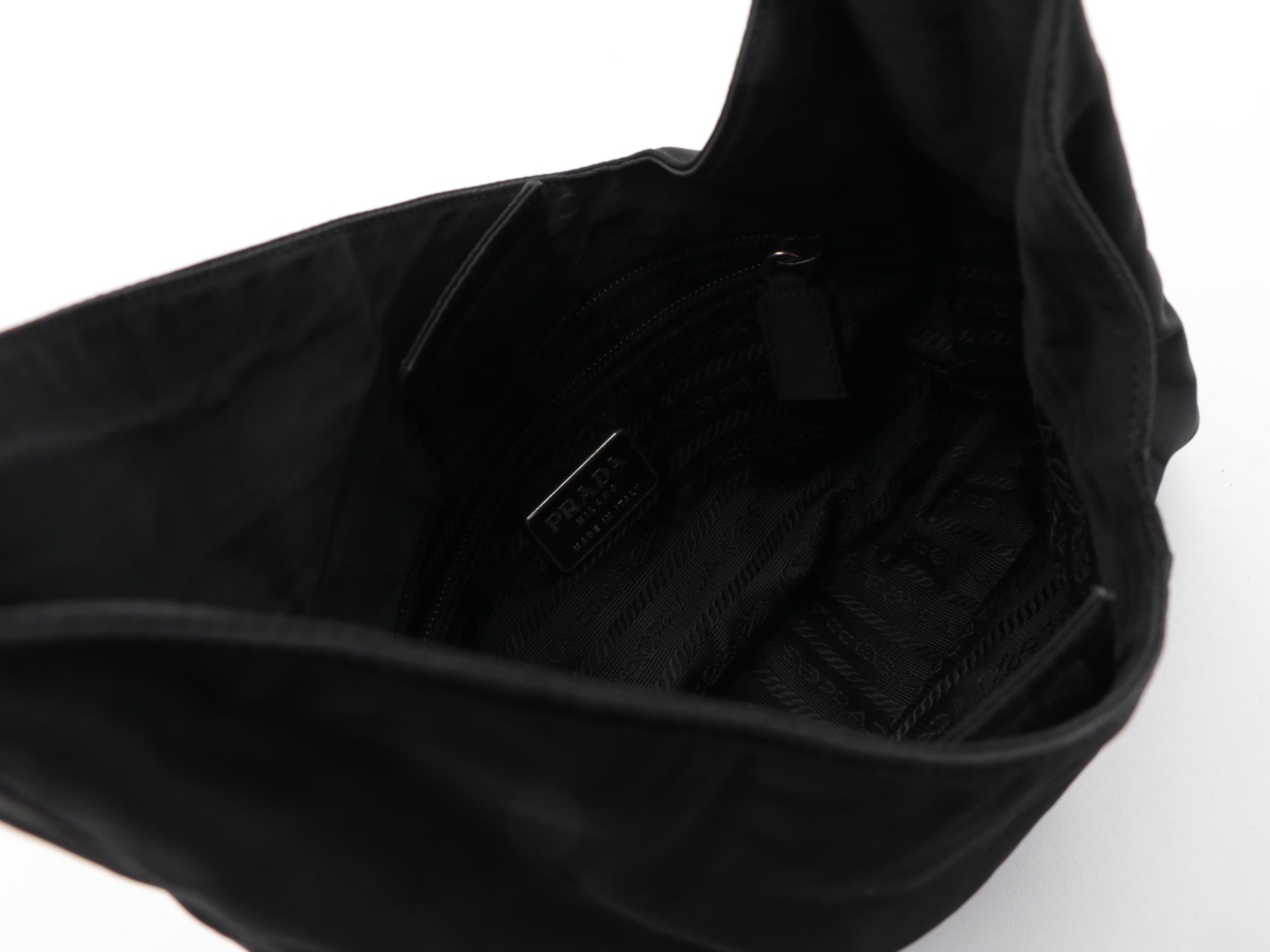 Prada Asymmetrical Black Tessuto Nylon Hobo Bag