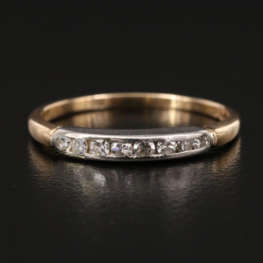 Vintage 14K Diamond Band with Palladium Setting