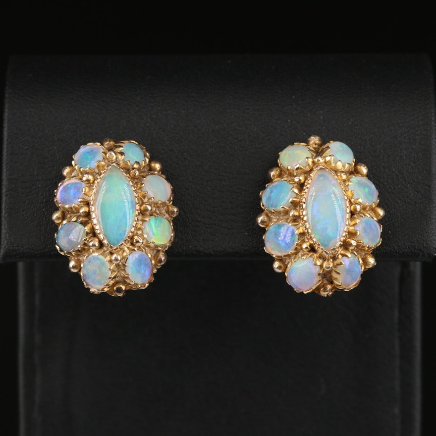 10K Opal Cluster Earrings