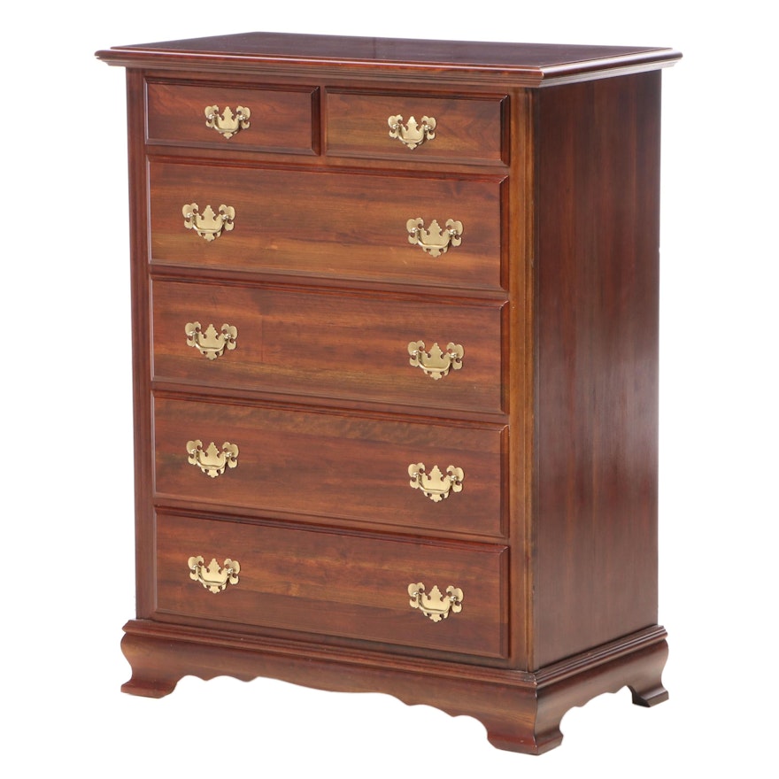 Chippendale Style Cherrywood Six-Drawer Chest, Late 20th Century