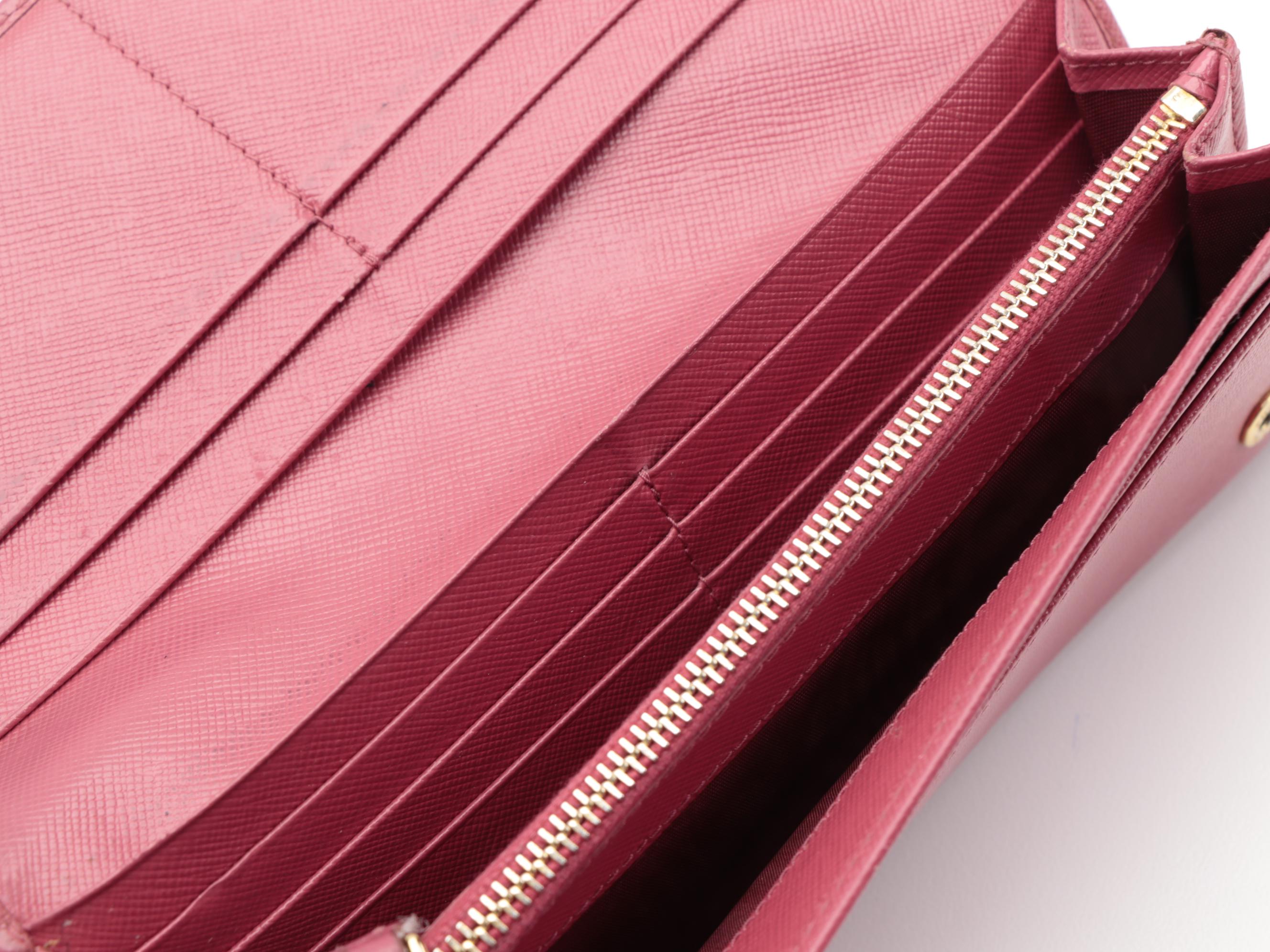 Prada Continental Wallet in Mauve Pink Saffiano Leather