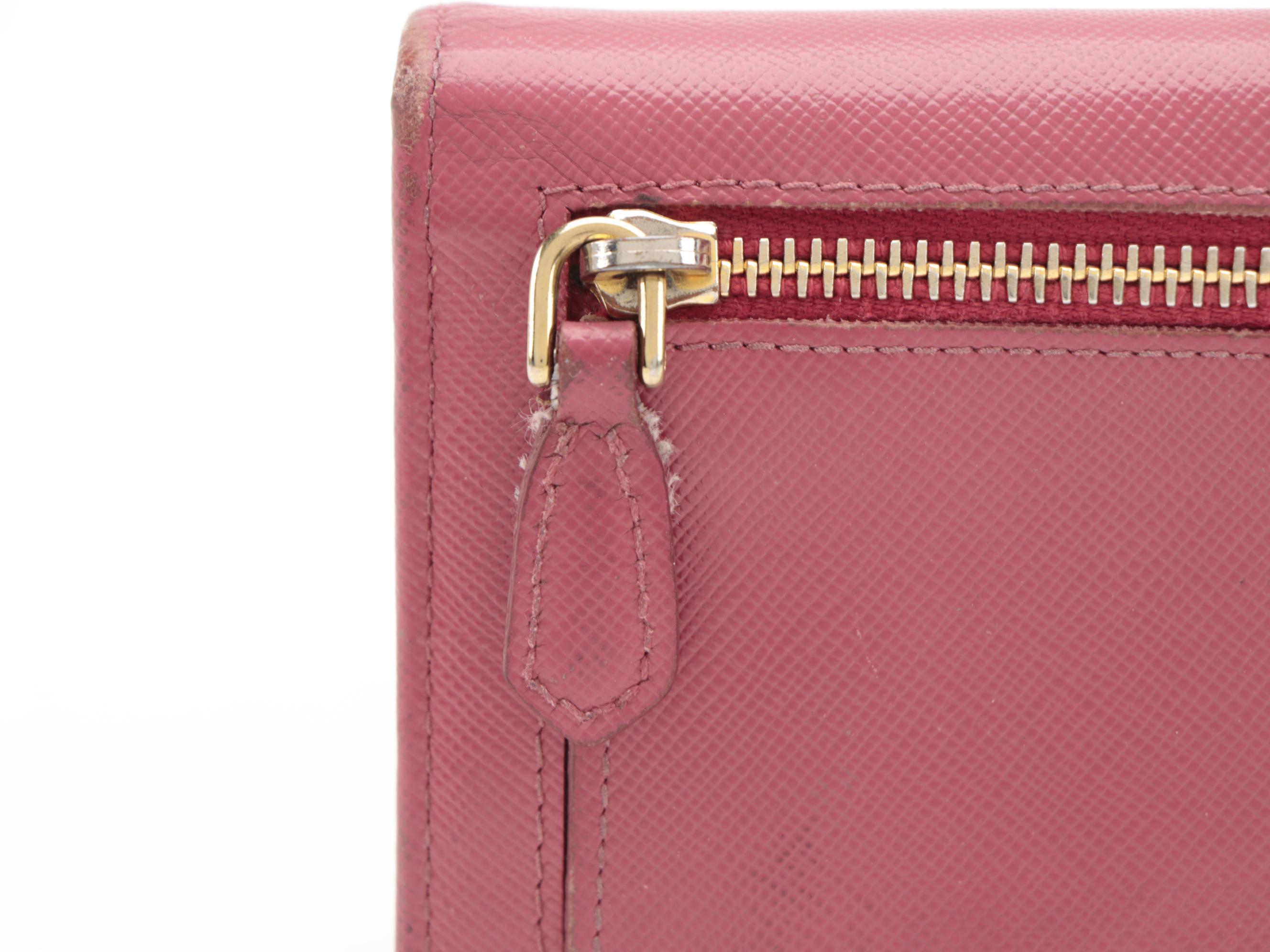 Prada Continental Wallet in Mauve Pink Saffiano Leather