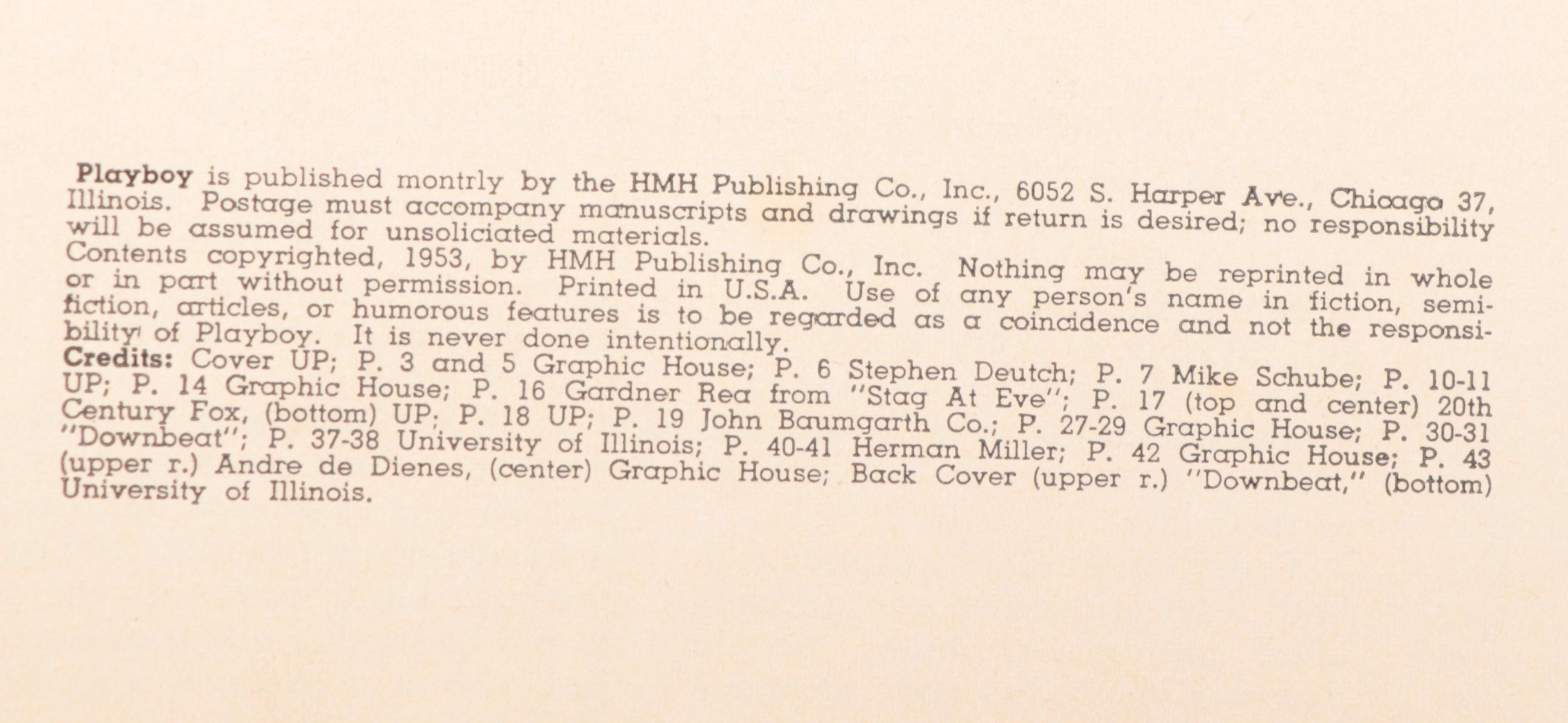 "Playboy" First Issue Featuring Marilyn Monroe, 1953