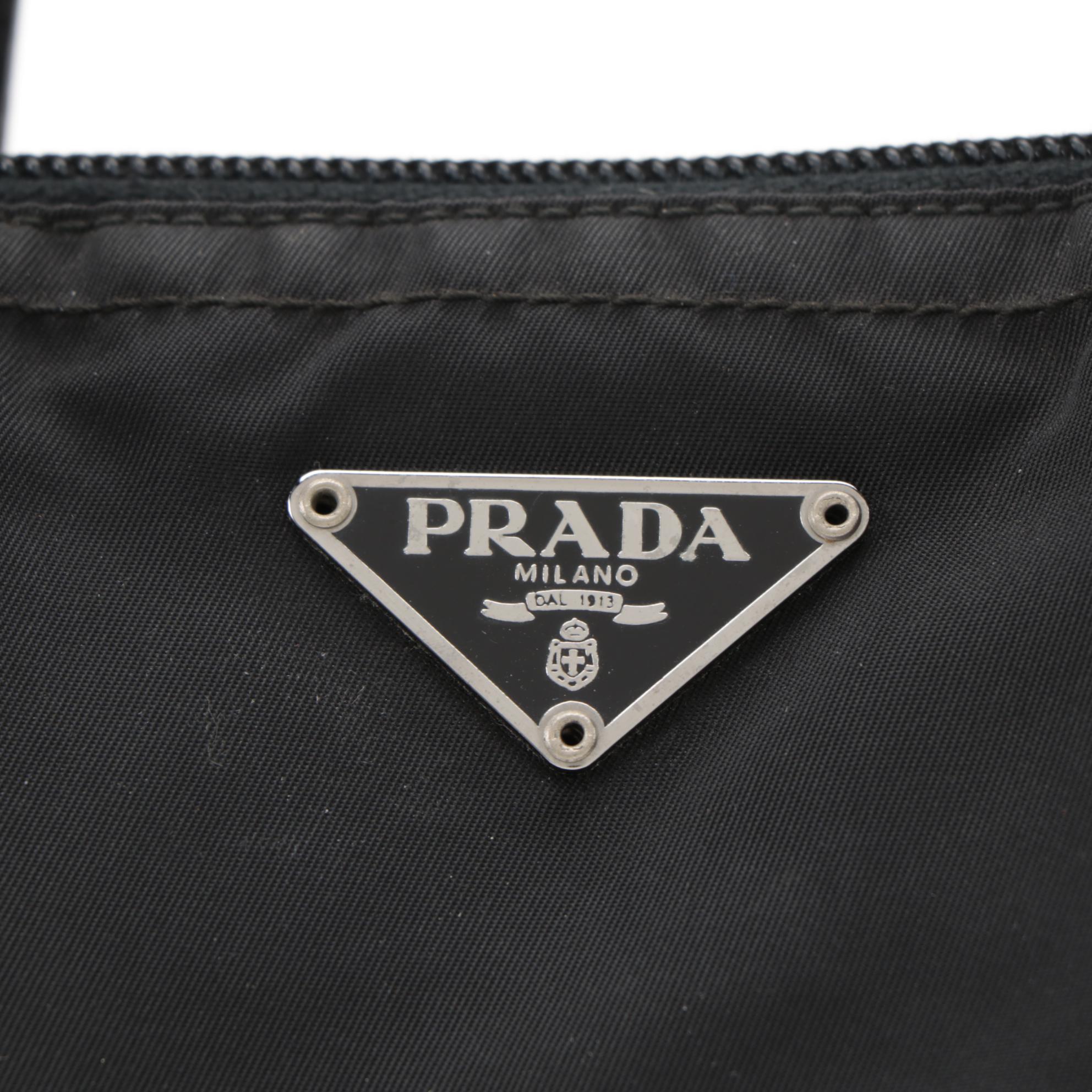 Prada Black Tessuto Nylon Tote with Leather Trim