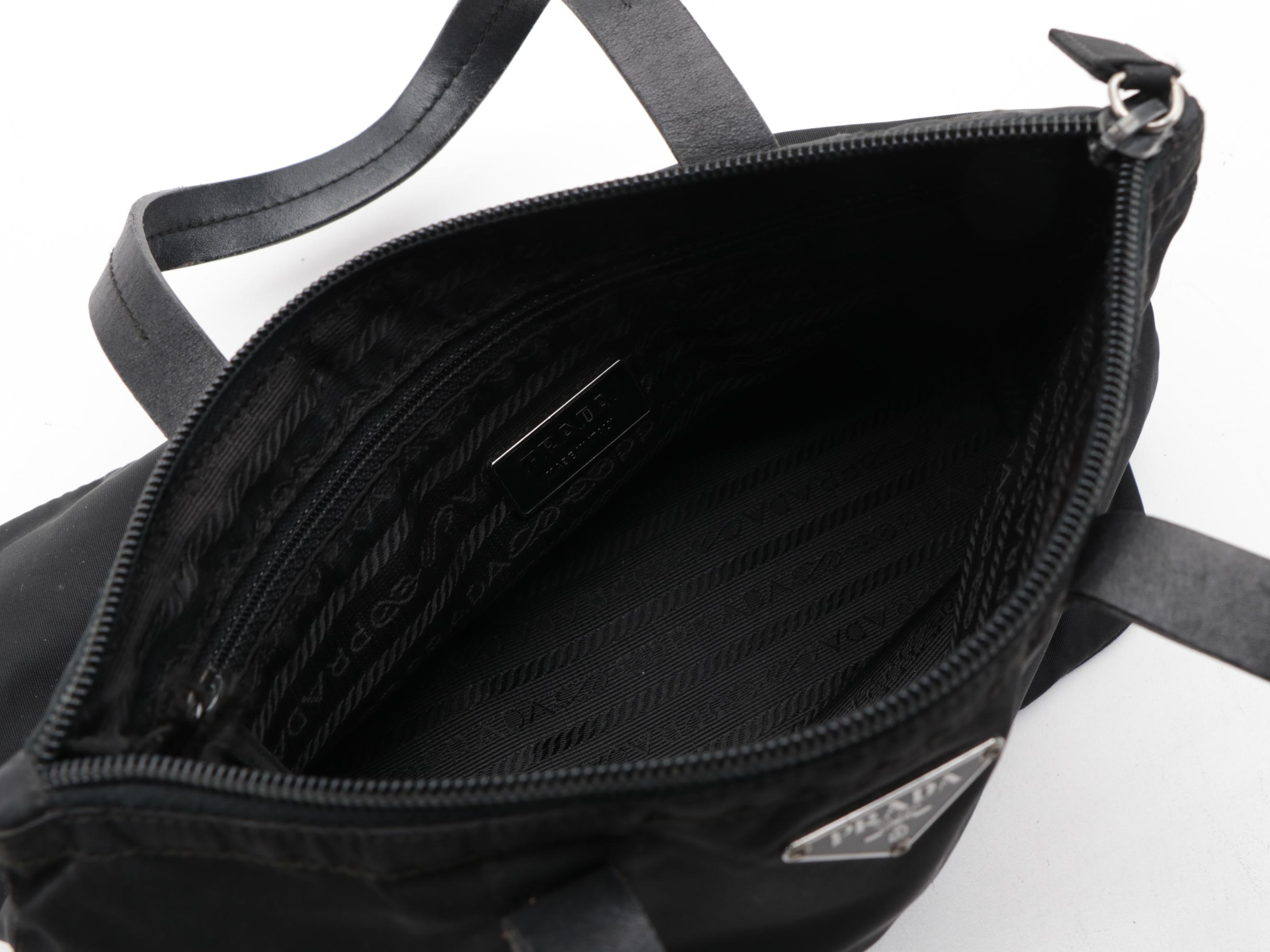 Prada Black Tessuto Nylon Tote with Leather Trim