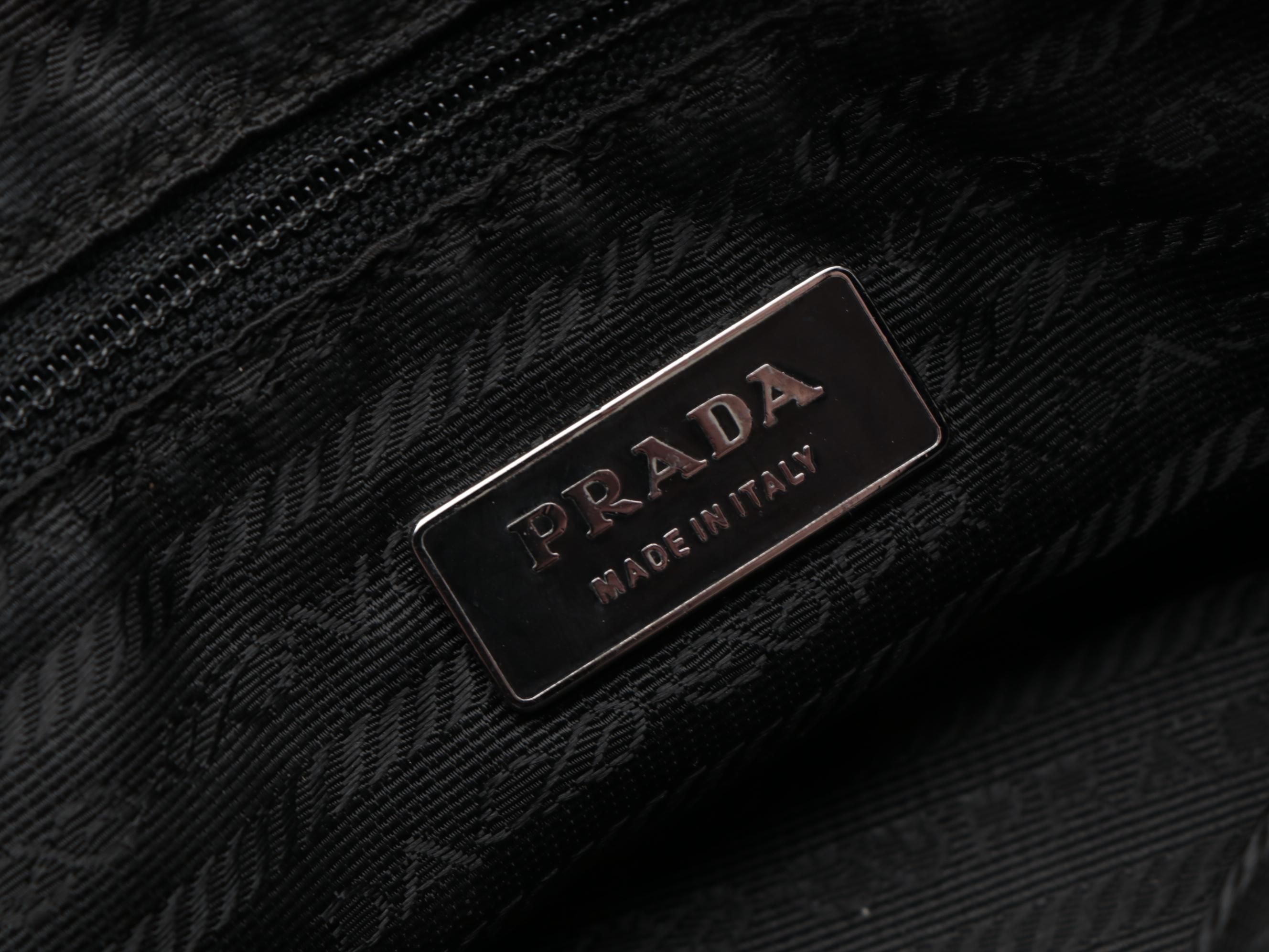 Prada Black Tessuto Nylon Tote with Leather Trim