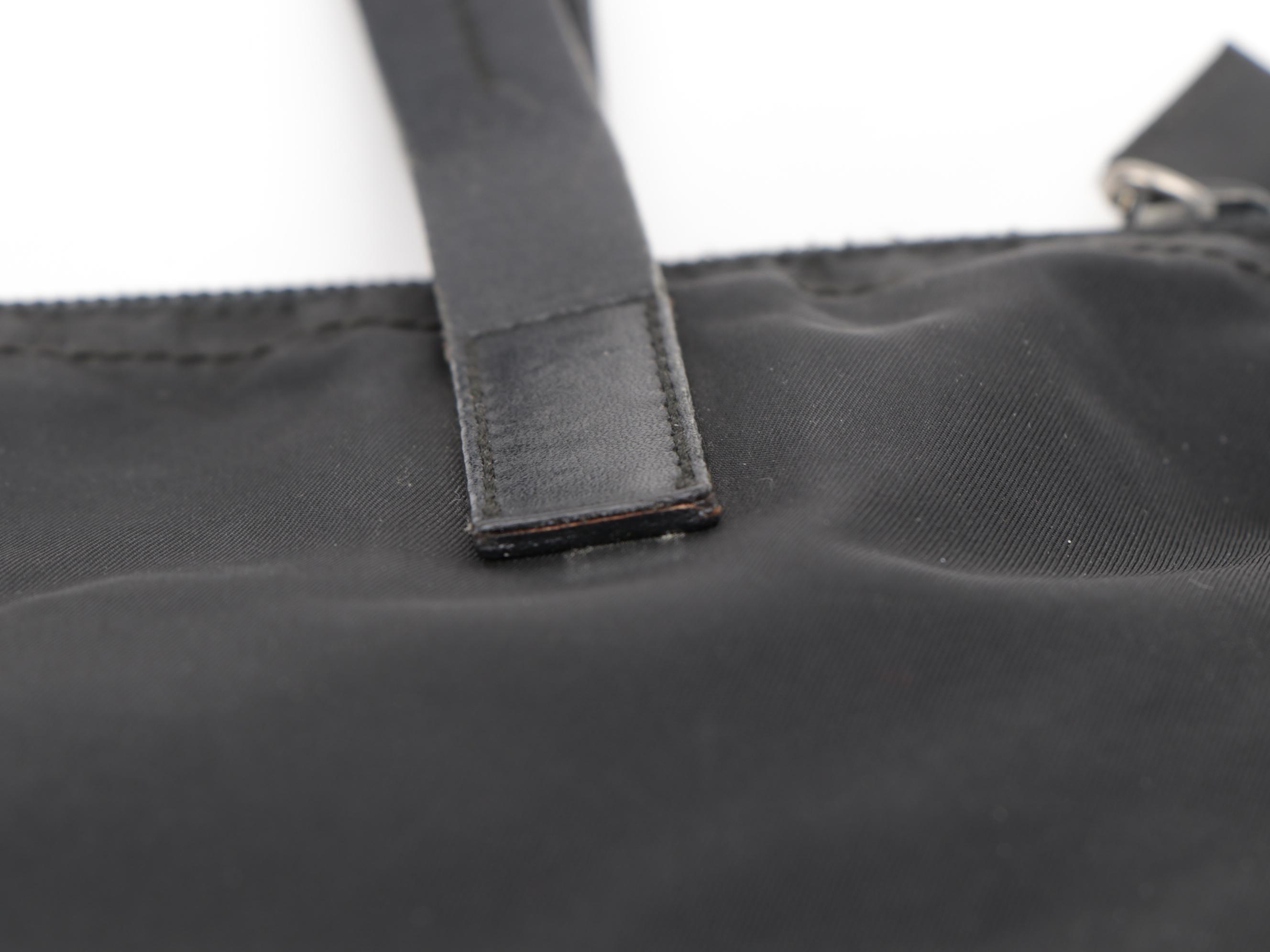 Prada Black Tessuto Nylon Tote with Leather Trim