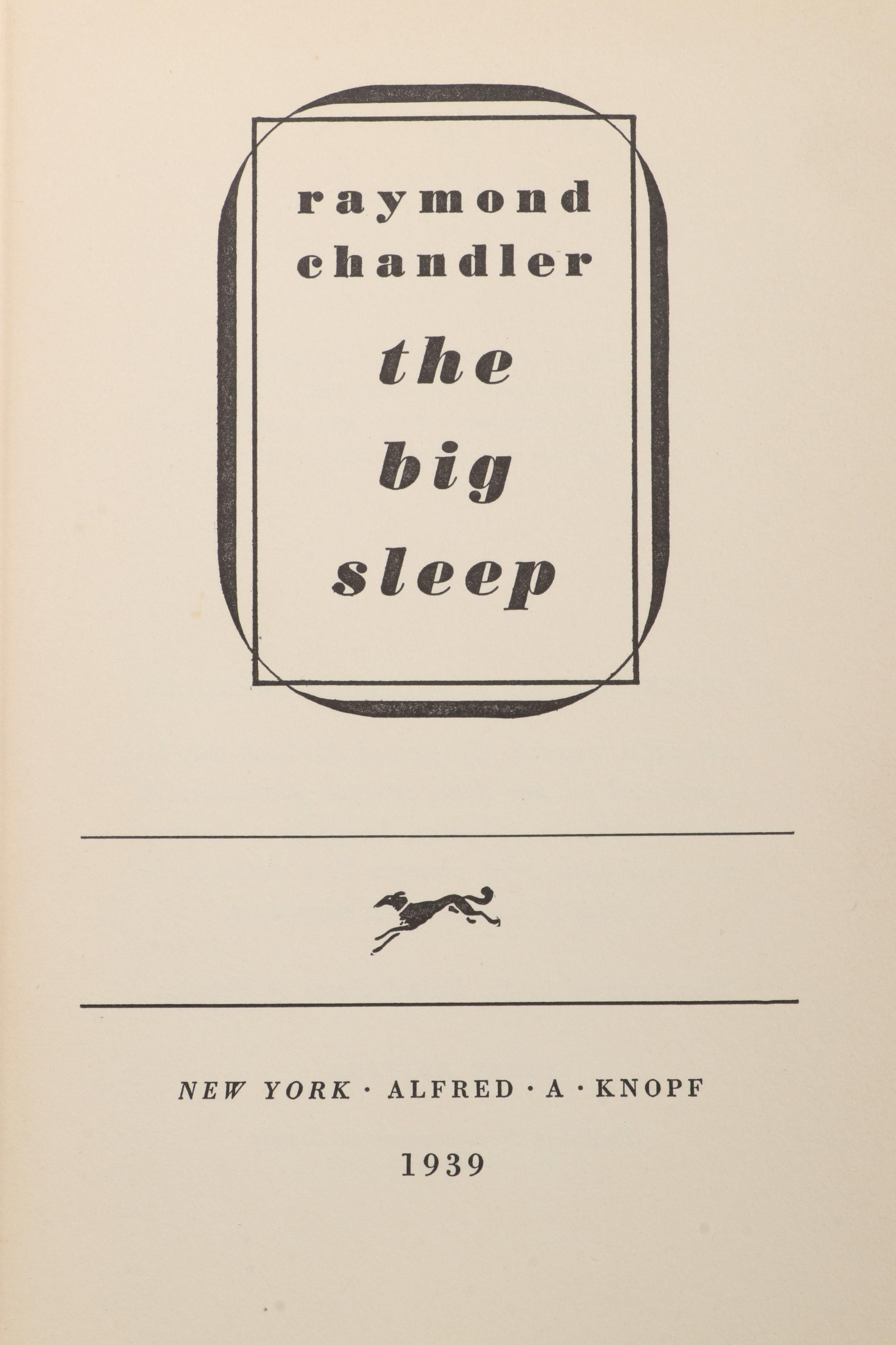 First Edition "The Big Sleep" by Raymond Chandler, 1939