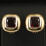 18K Garnet Button Earrings