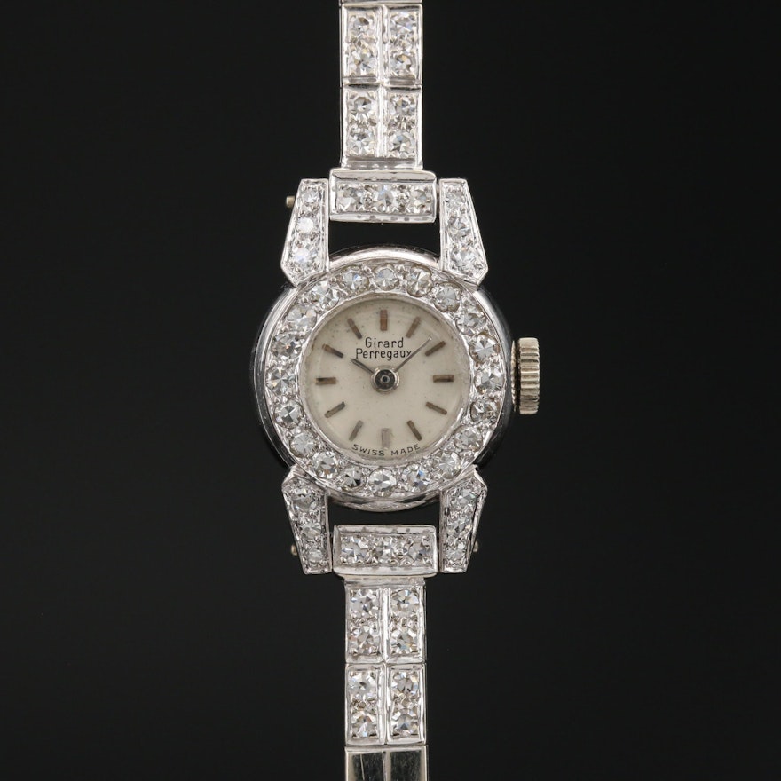 Vintage Girard-Perregaux 18K Gold Diamond Wristwatch with 14K Bracelet