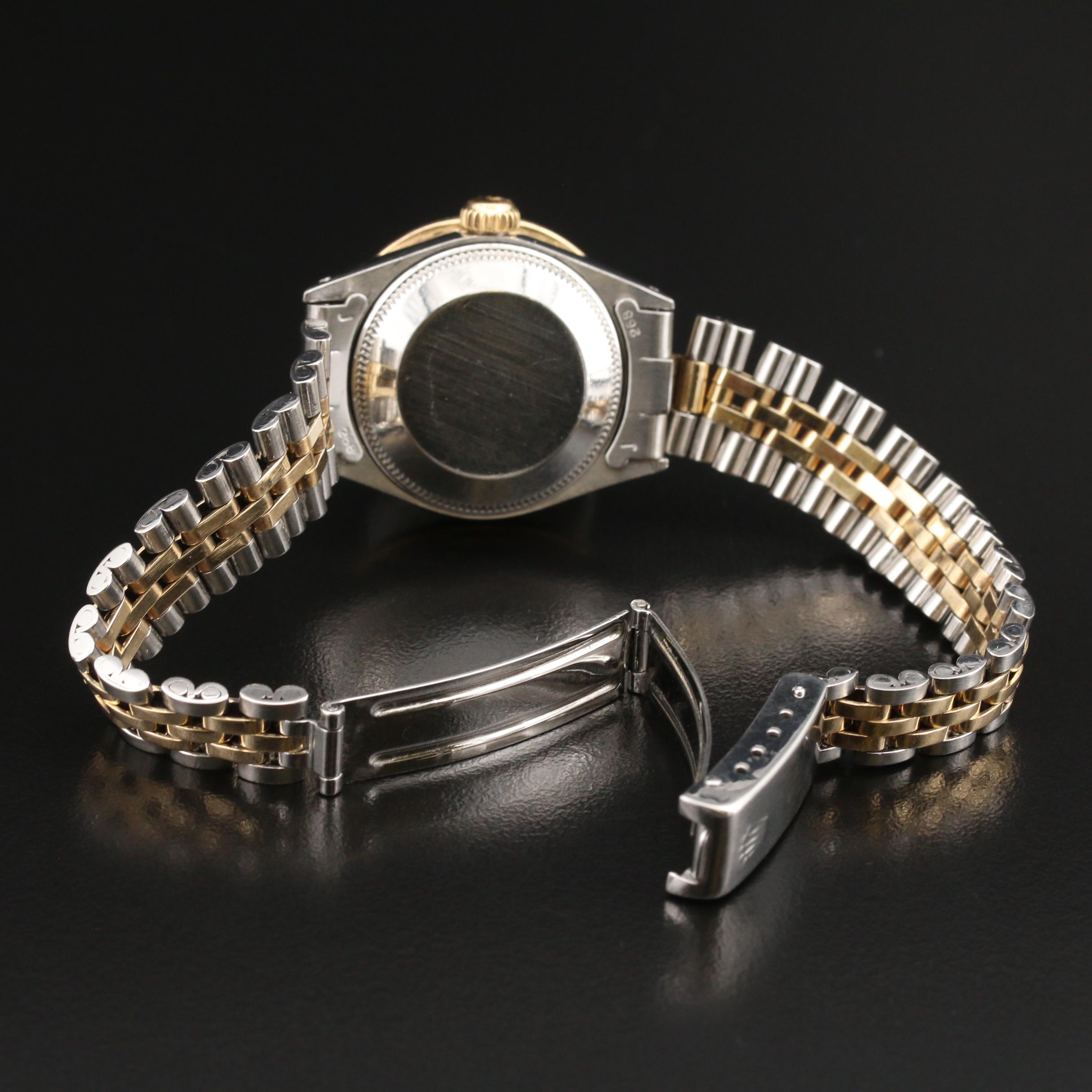 1971 Rolex 14K and Stainless Steel Watch with Diamond and Sapphire Bezel