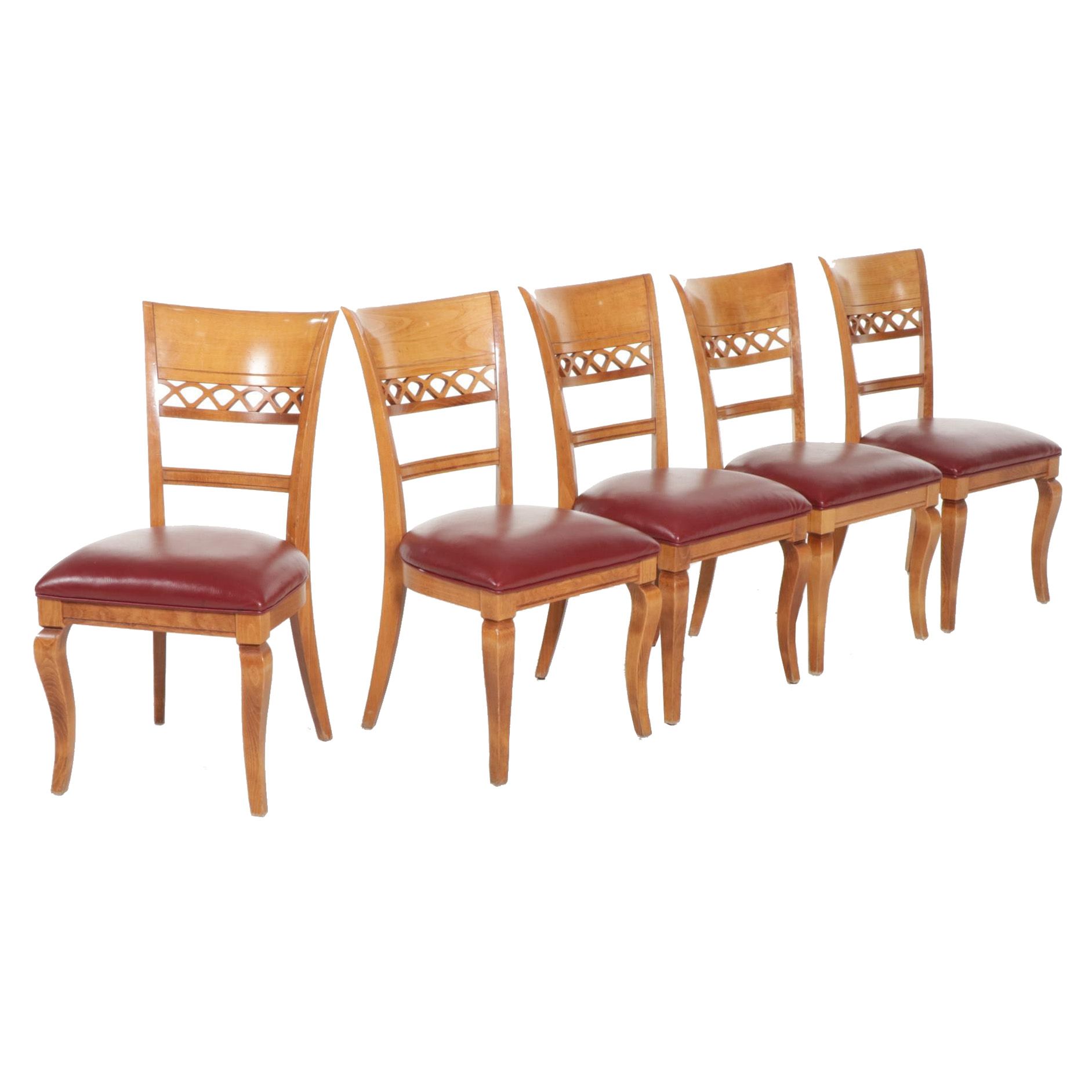 Five Nichols & Stone "Mont Blanc" Birch and Leather Upholstered Dining Chairs