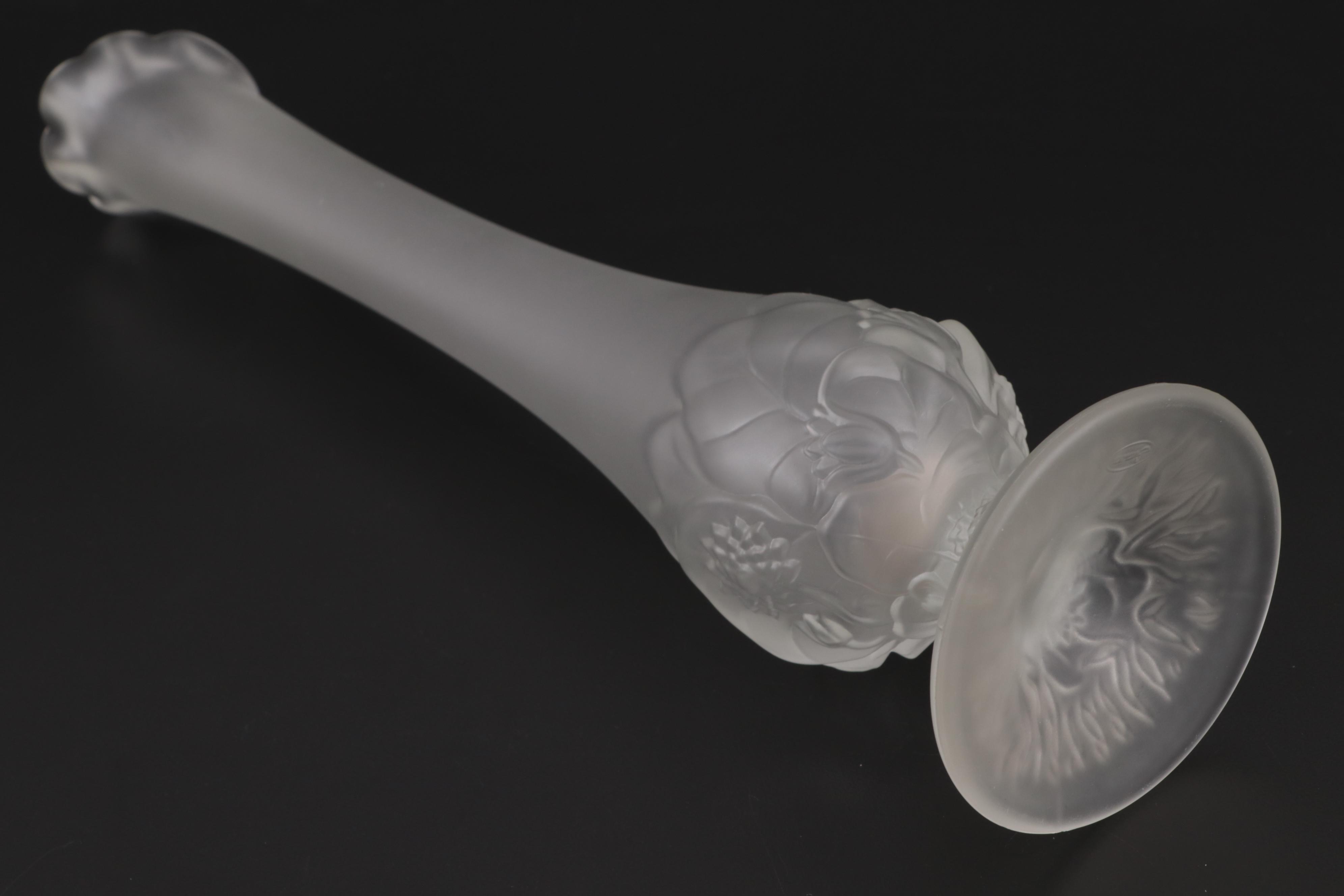 Fenton "Water Lily" Clear Satin Glass Bud Vase with Other Hobnail Glass