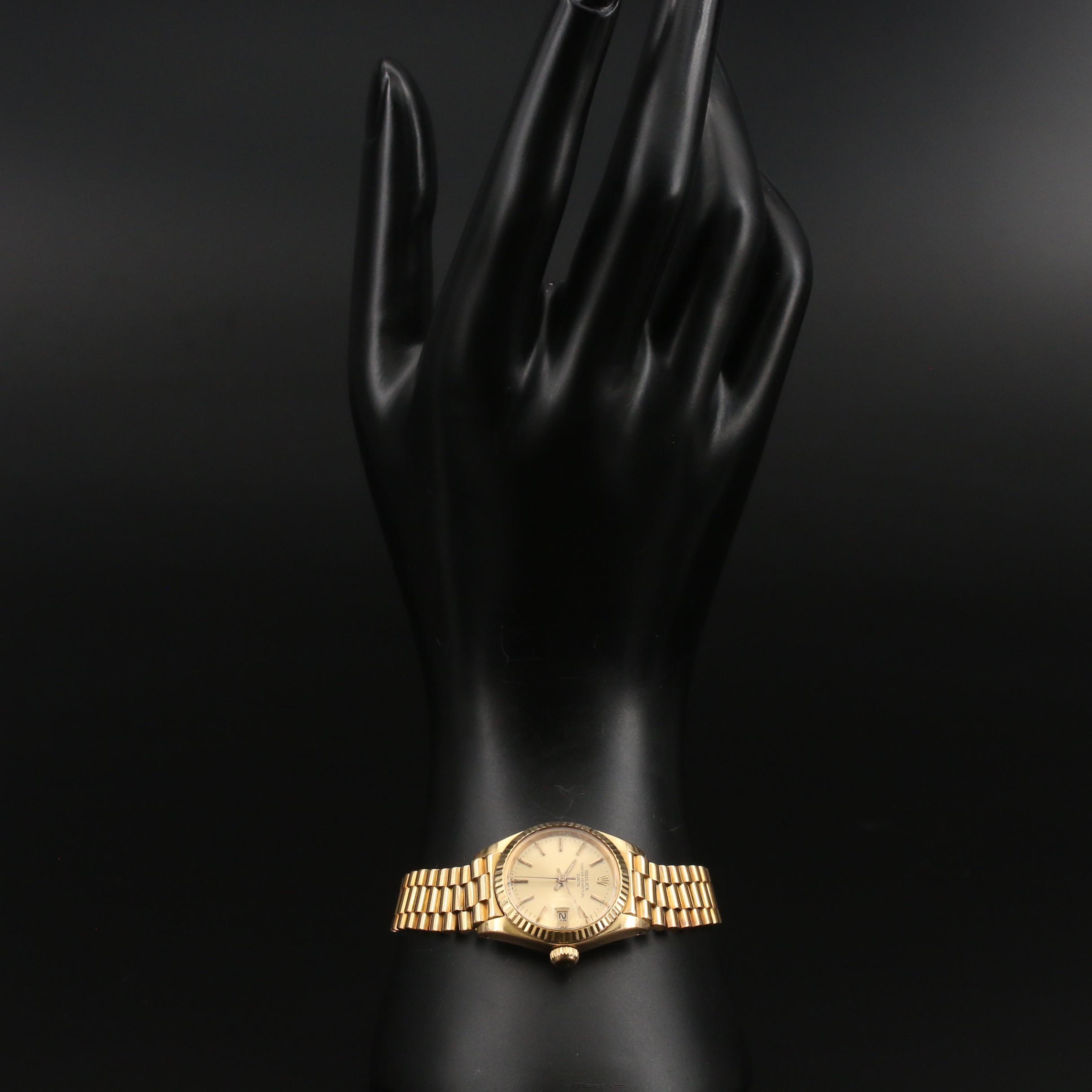 1982 Rolex Date 18K Yellow Gold Automatic Watch