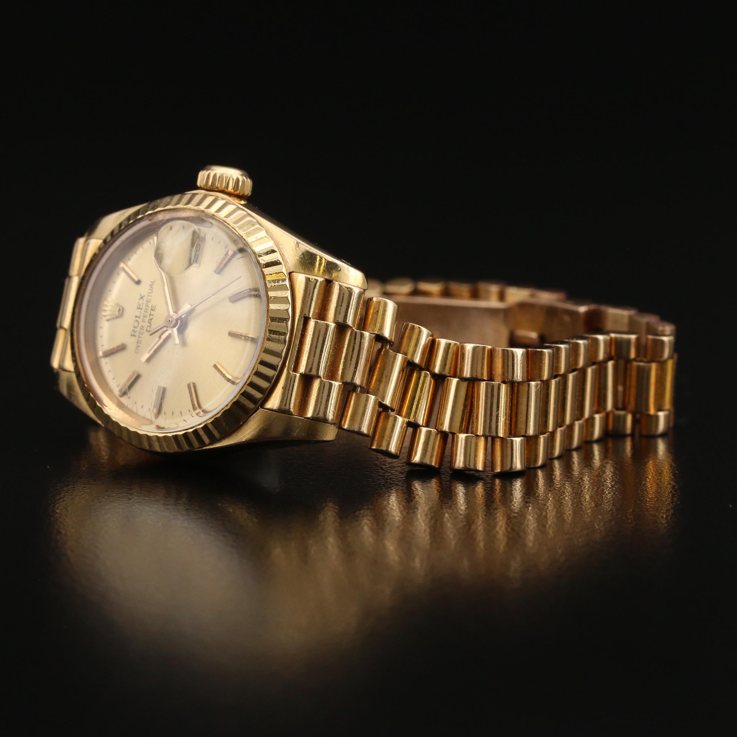 1982 Rolex Date 18K Yellow Gold Automatic Watch