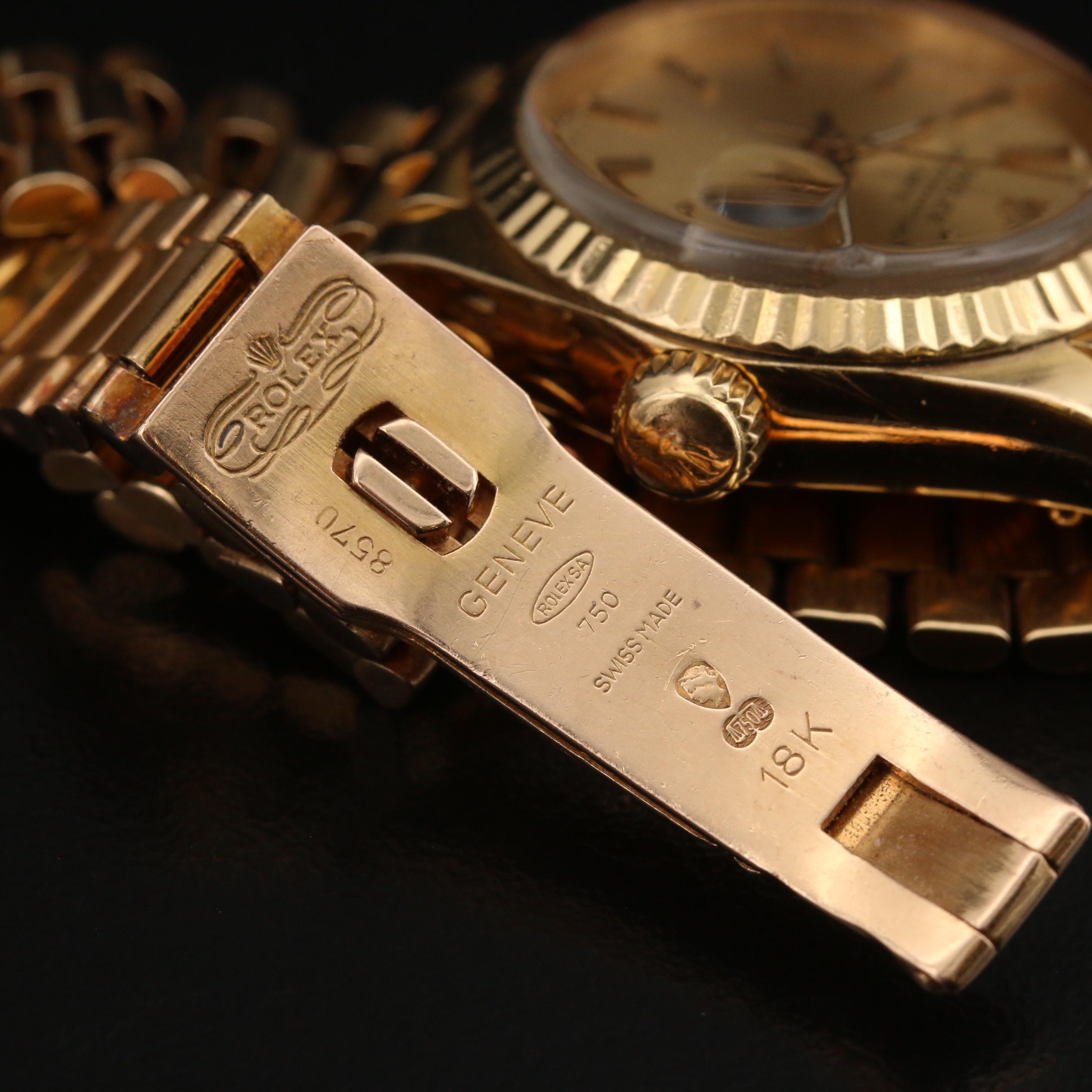 1982 Rolex Date 18K Yellow Gold Automatic Watch