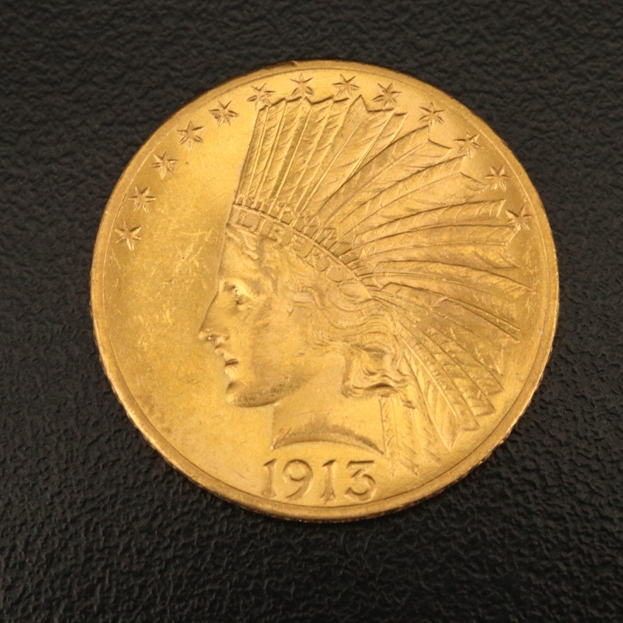 1913 Indian Head $10 Eagle Gold Coin