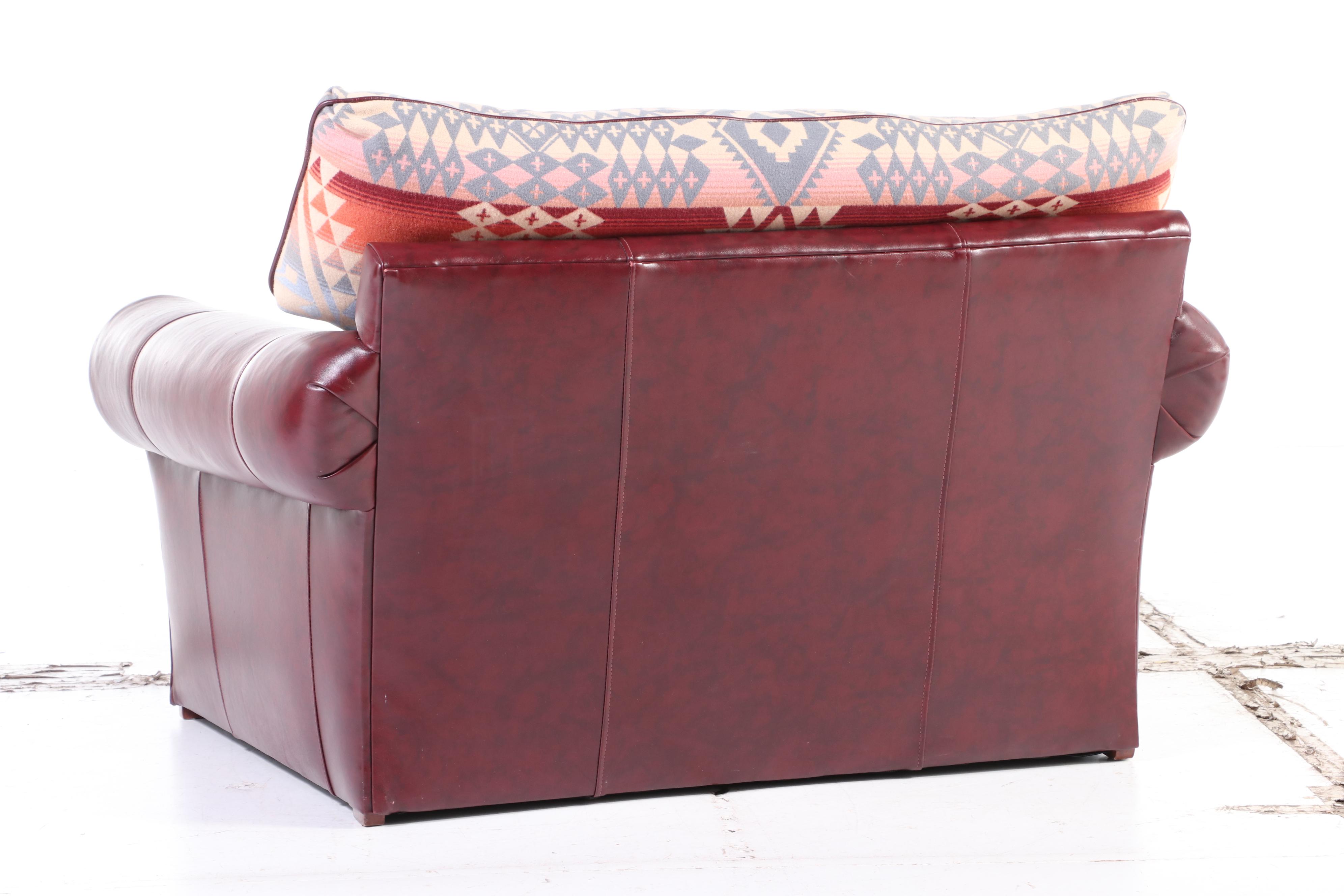 Southwestern Style Rolled Arm Oversized Chair with Ottoman, Late 20th Century