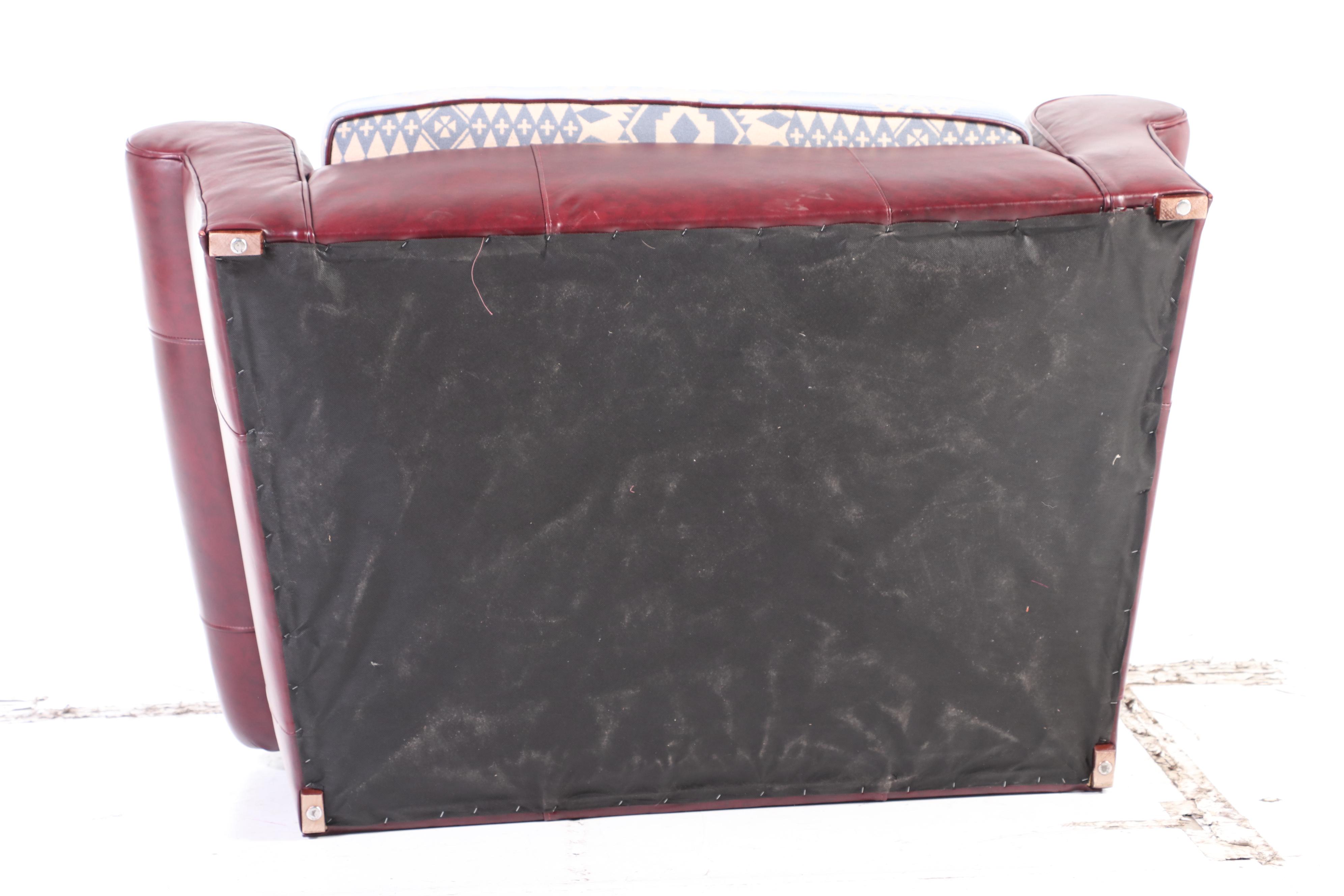 Southwestern Style Rolled Arm Oversized Chair with Ottoman, Late 20th Century