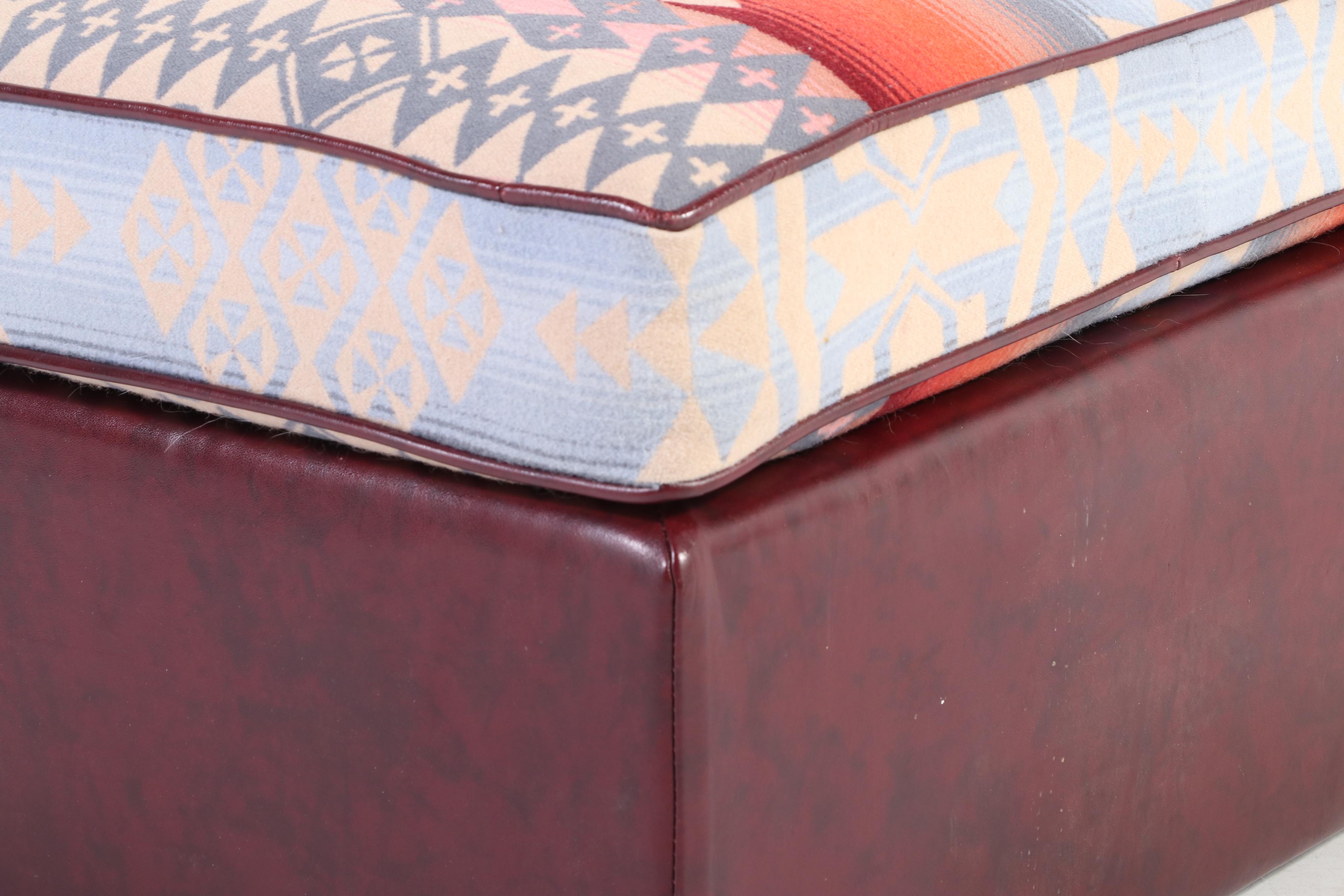 Southwestern Style Rolled Arm Oversized Chair with Ottoman, Late 20th Century