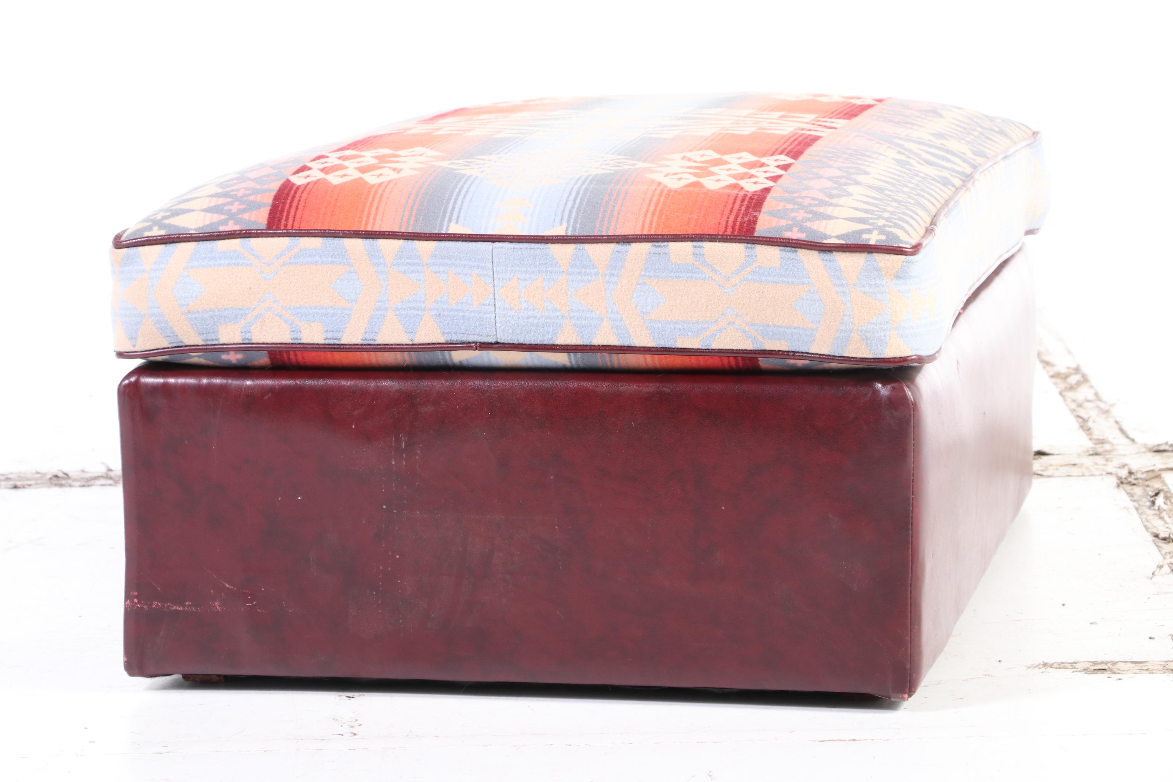 Southwestern Style Rolled Arm Oversized Chair with Ottoman, Late 20th Century