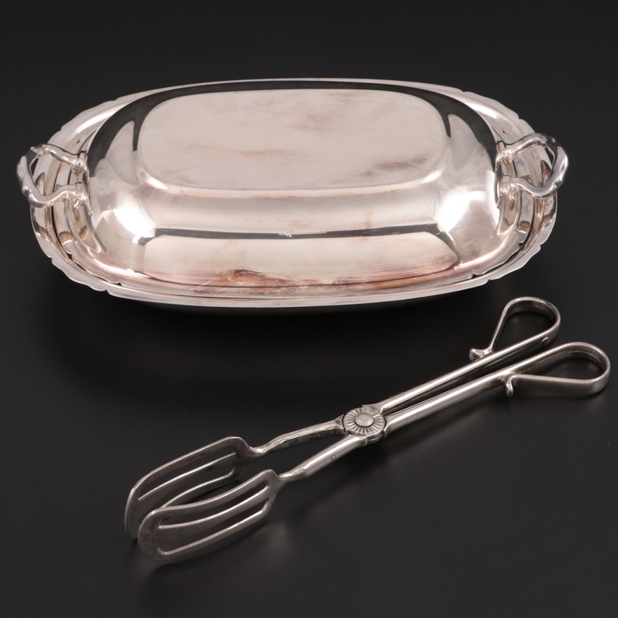 Reed & Barton "Mayflower" Silver Plate Vegetable Bowl and Other Tongs