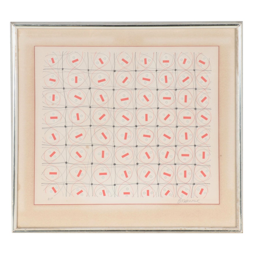 Paul Maxwell Abstract Embellished Halftone "Rhythm," Late 20th Century