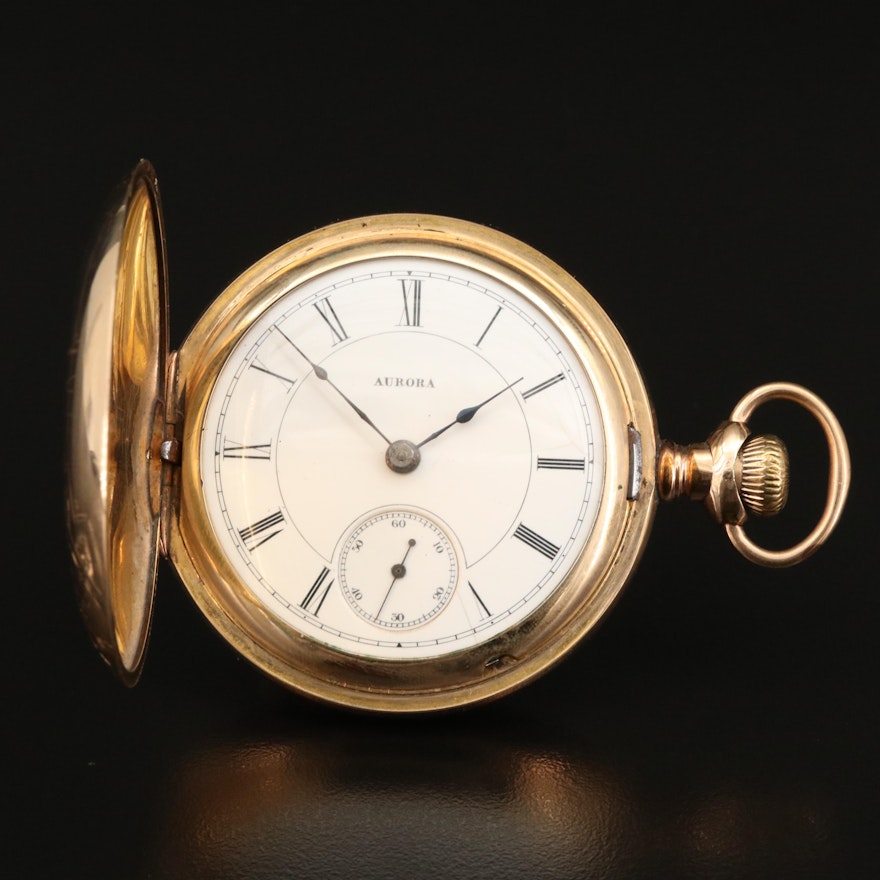 1886 Aurora Gold Filled Hunting Case Pocket Watch