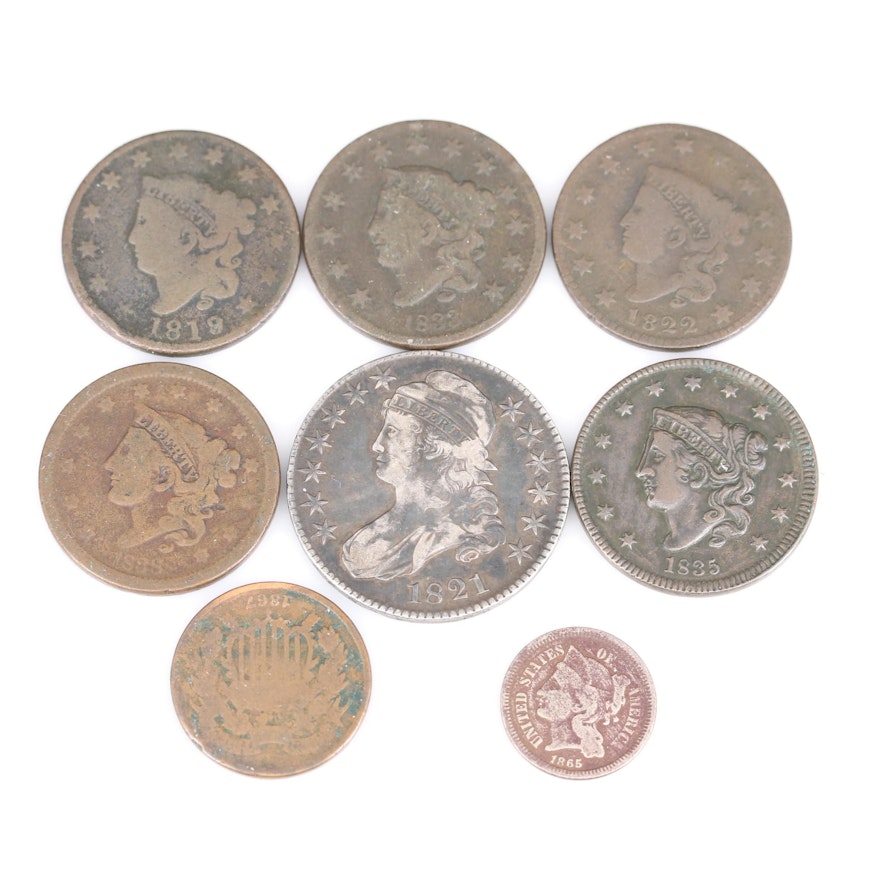 Group of Antique U.S. Coins, Including Silver