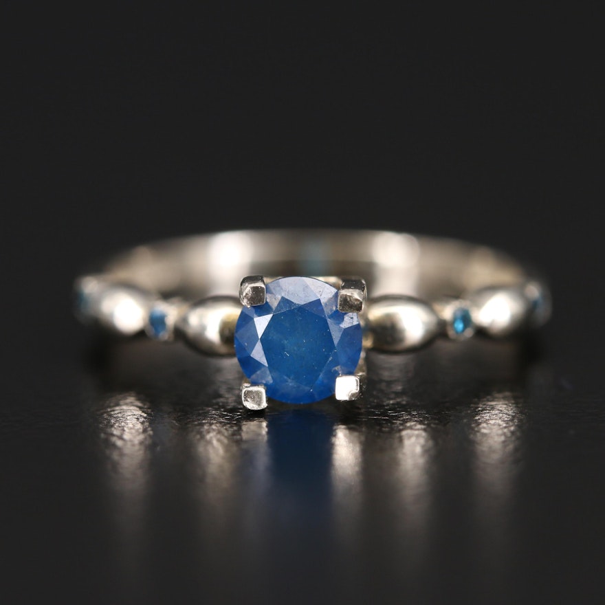 14K Blue Diamond Ring